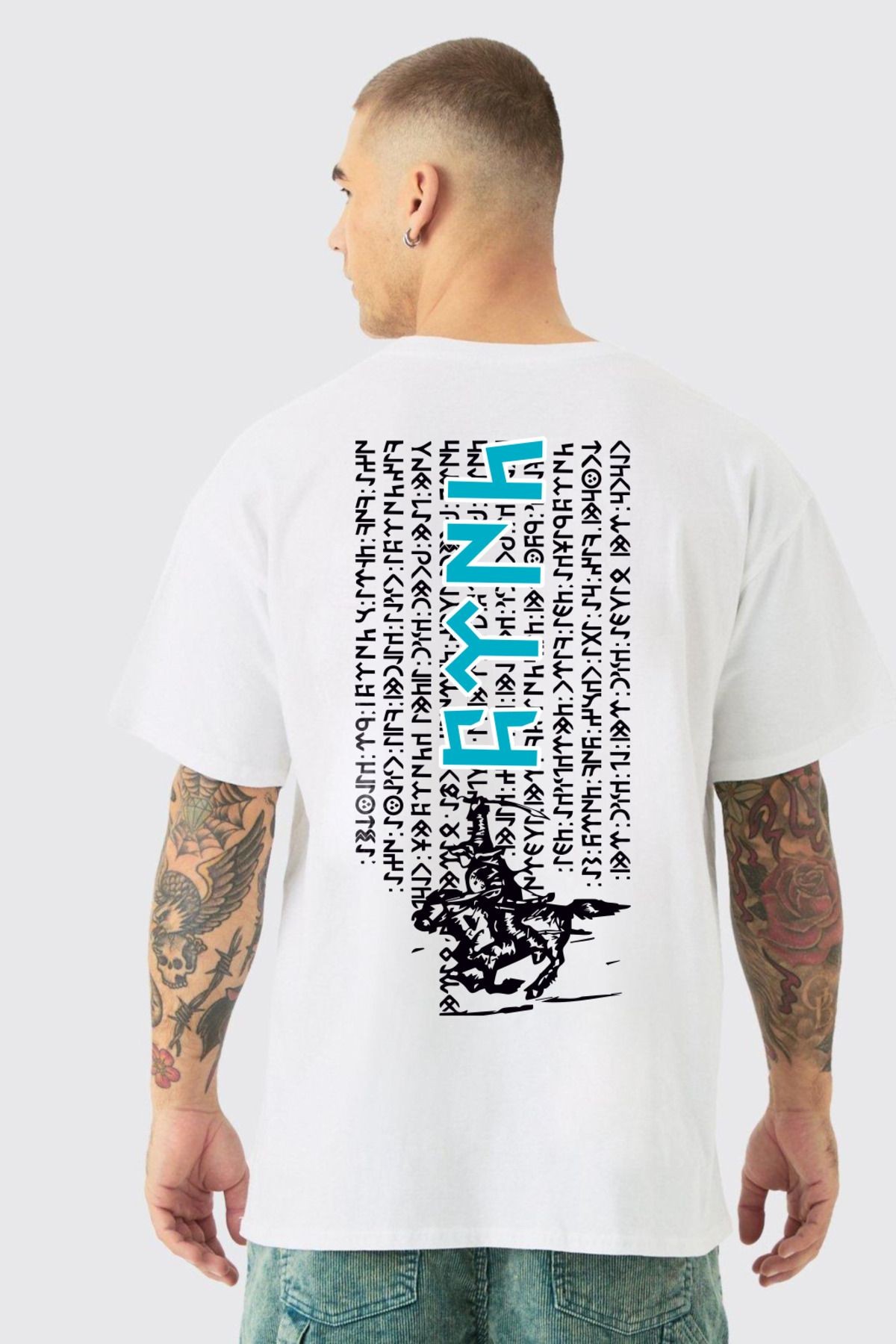 VEK Göktürk Alfabesi Özel tasarım Oversize T-shirt Orhun yazıtları Türk Baskılı v2