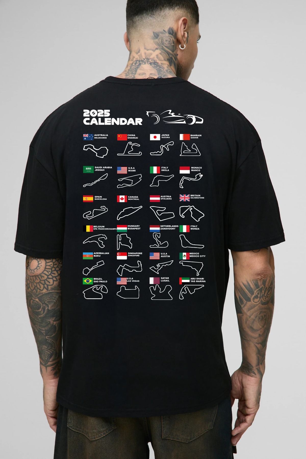 Oversize T-Shirt F1 Calendar 25 Sırt Baskılı