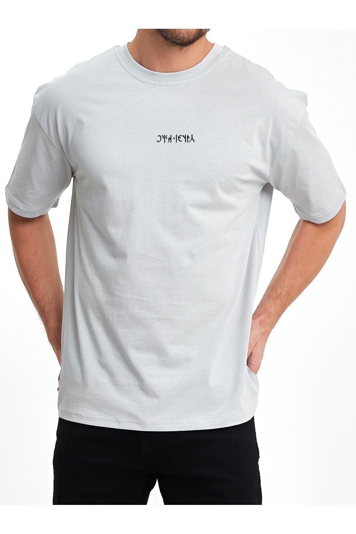 VEK Cengizhan Özel Tasarım Oversize T-shirt Göktürk Alfabesi Sırt Baskılı