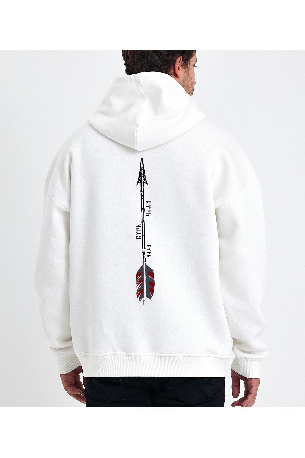 VEK Ok Baskılı Sweatshirt Hoodie Oversize