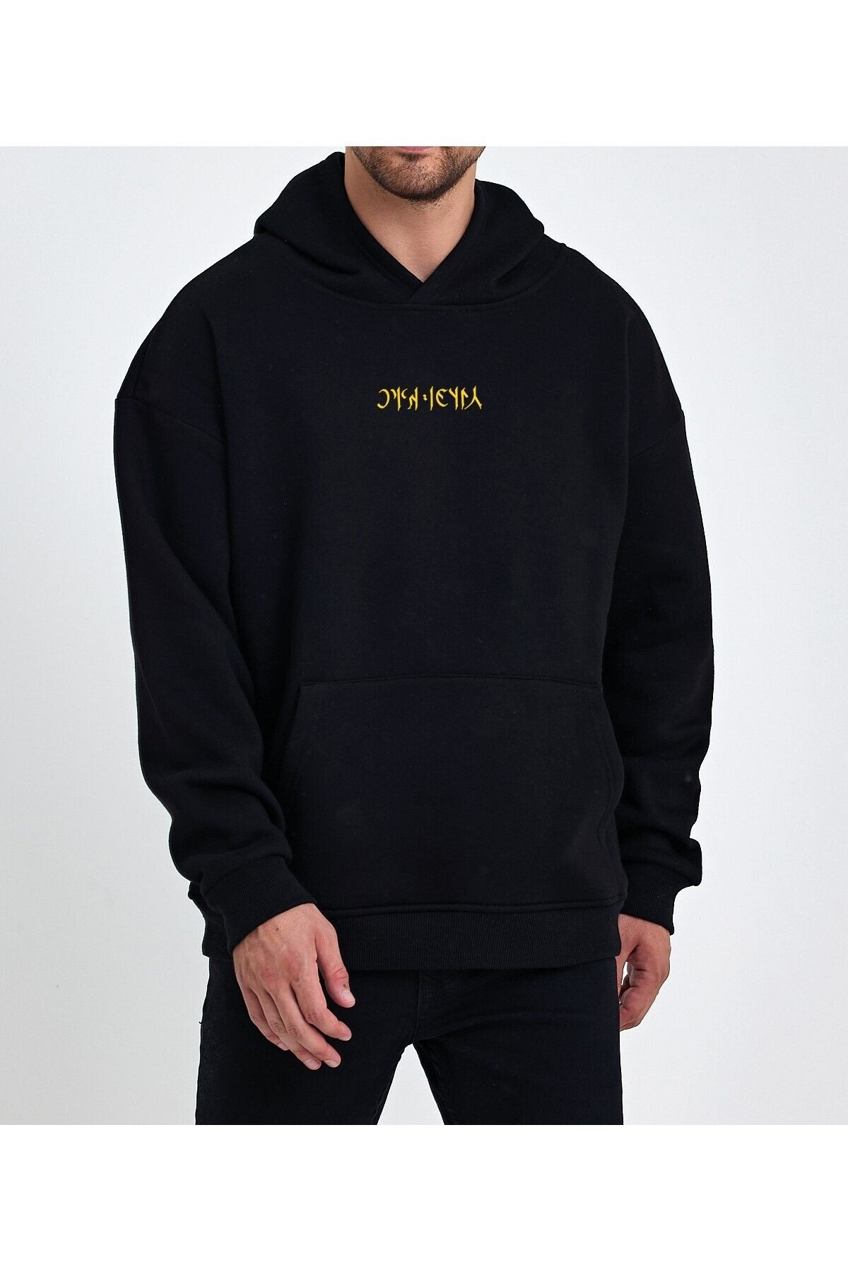 VEK Cengizhan Özel Tasarım Oversize Sweatshirt Hoodie Göktürk Alfabesi Sırt Baskılı