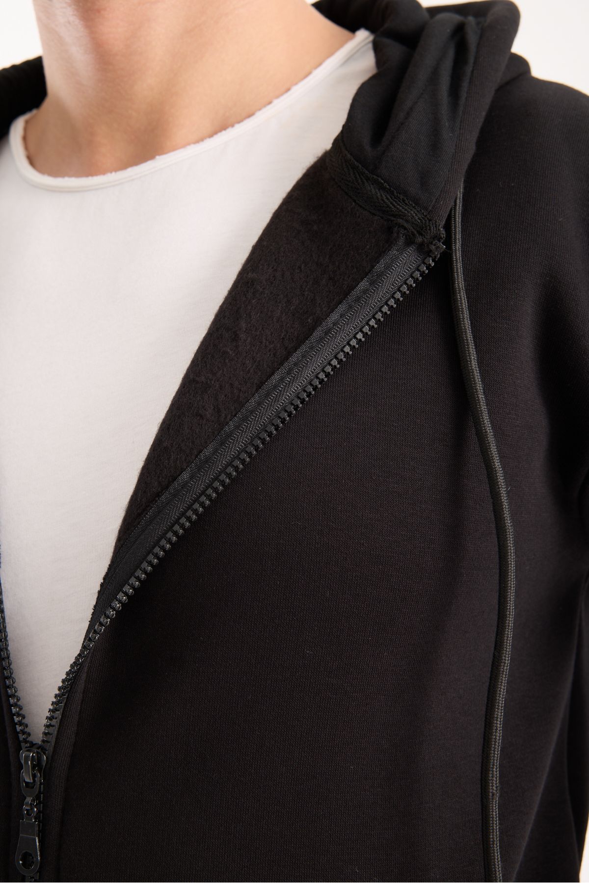 Kapüşonlu Fermuarlı Sweatshirt Ceket İçi Polarlı 3 İplik Normal Kalıp