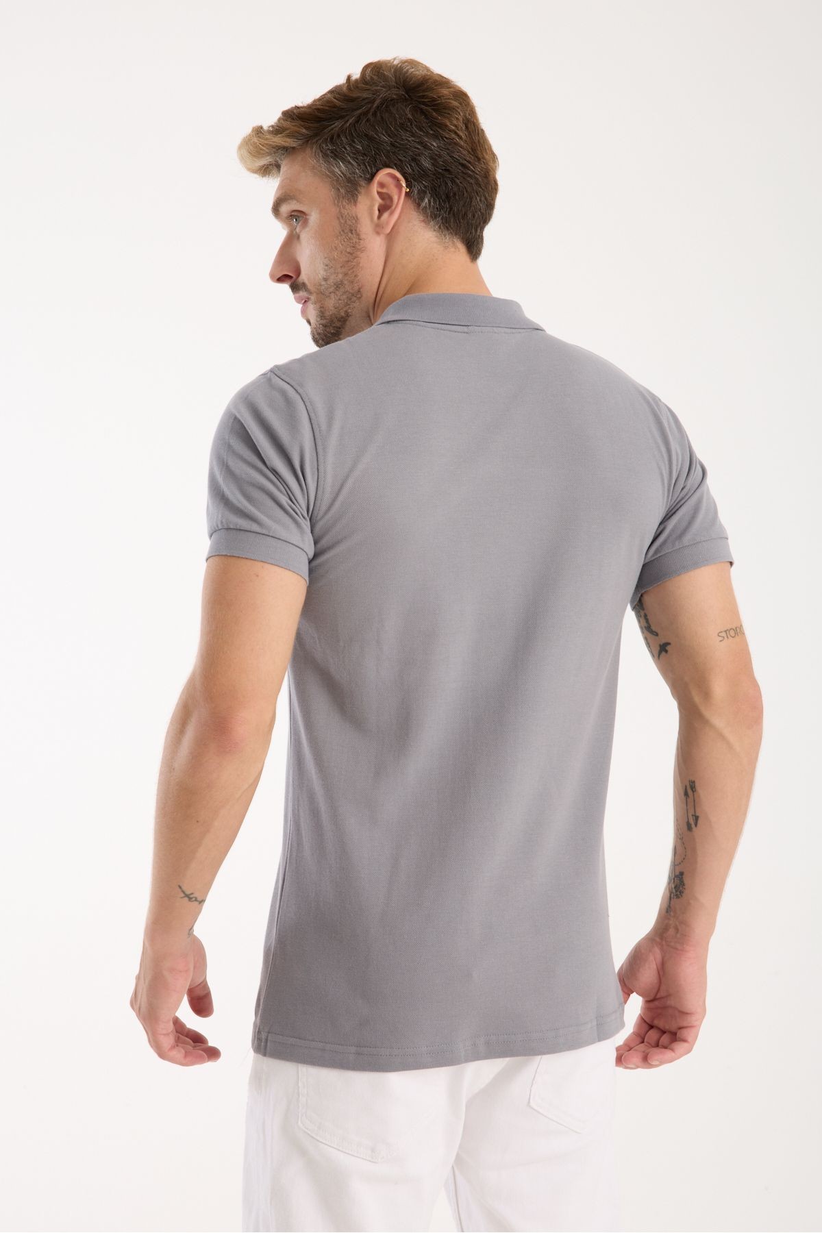Polo Yaka T-Shirt Göktürk Harfleri Türk Baskılı Nakışlı Özel Tasarım %100 Pamuk Slim Fit Fermuarlı