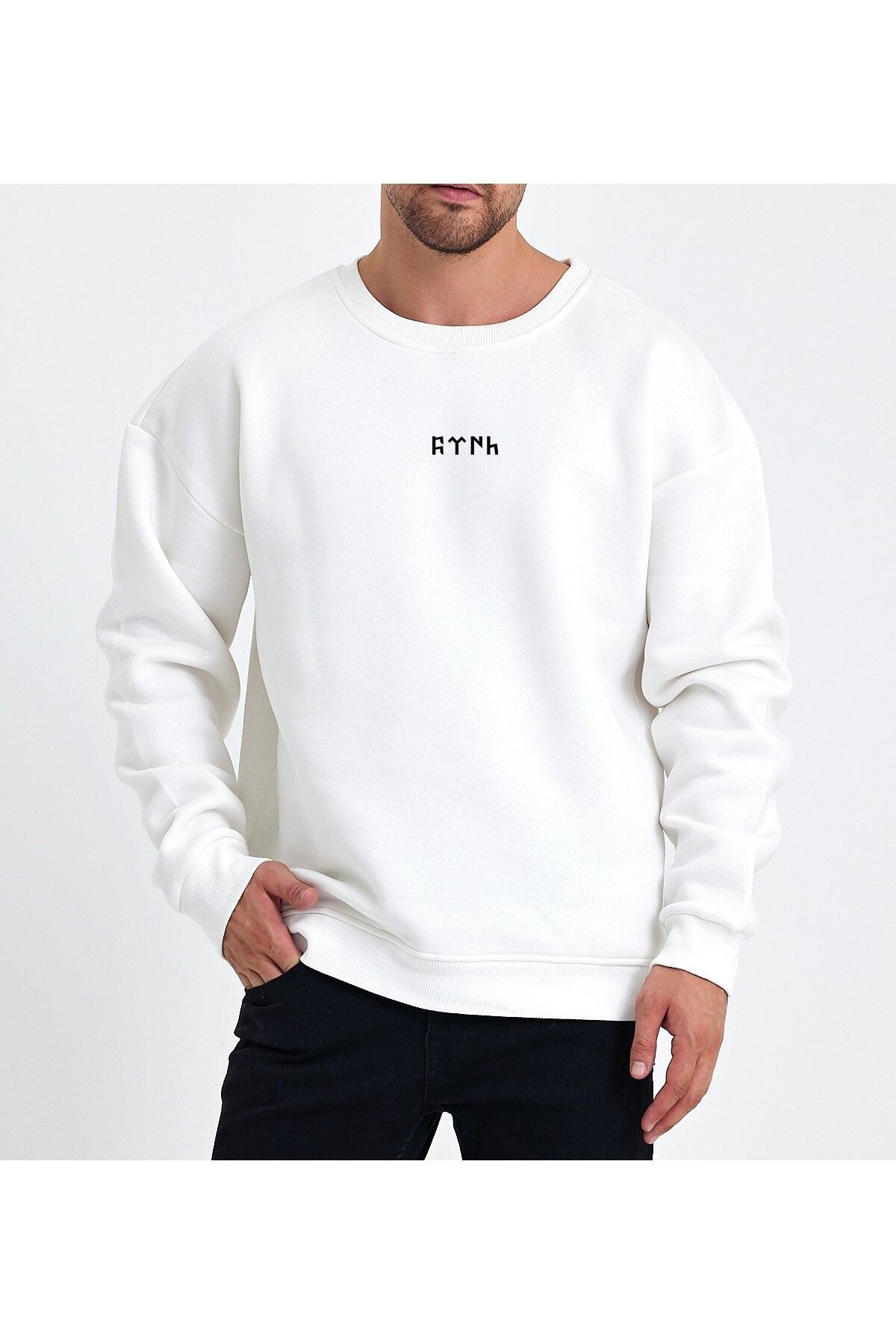 Vek Göktürk Alfabesi Özel Tasarım Oversize Sweatshirt Orhun Yazıtları Türk Baskılı