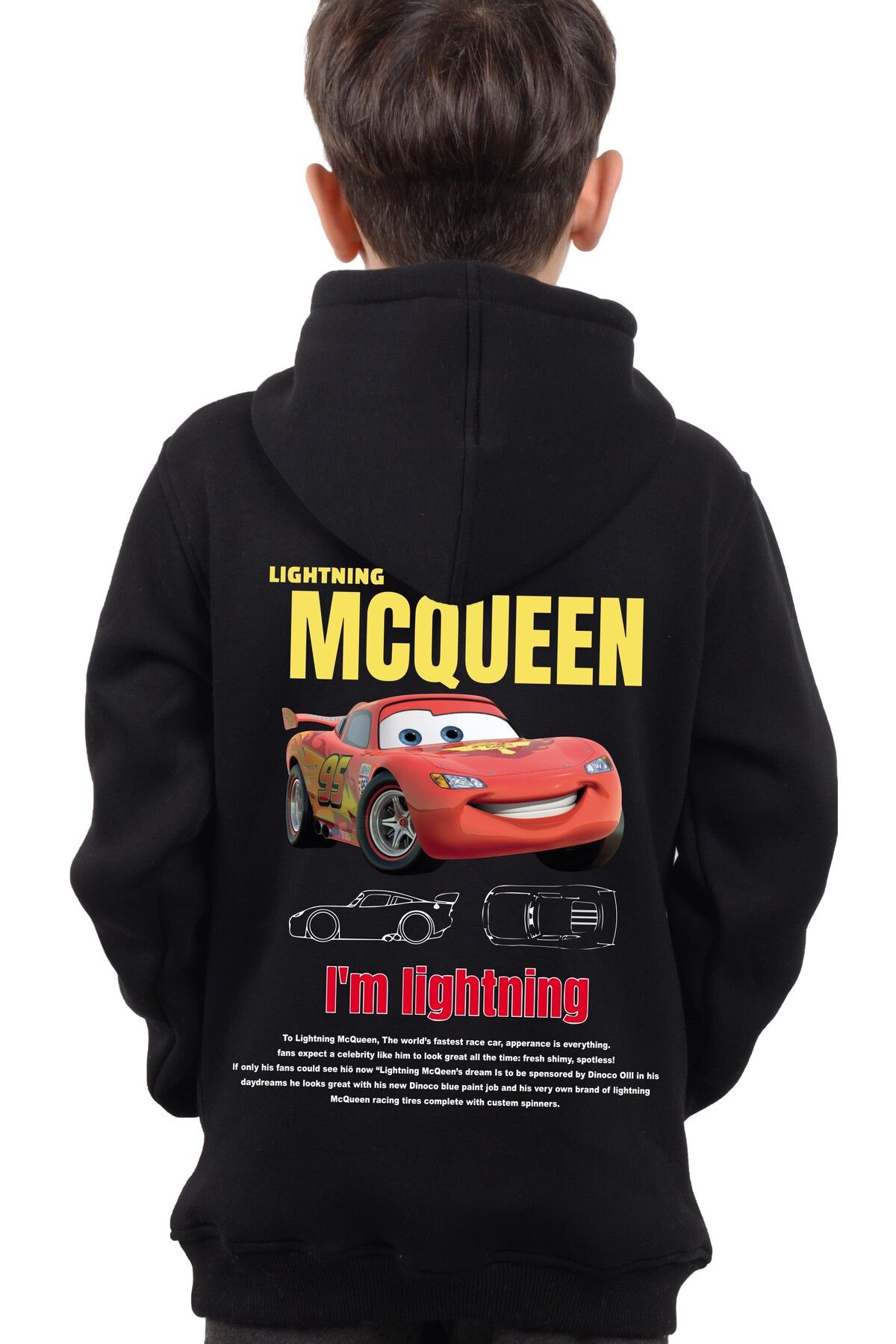 Araba Baskılı Çocuk Sweatshirt Hoodie Mcqueen