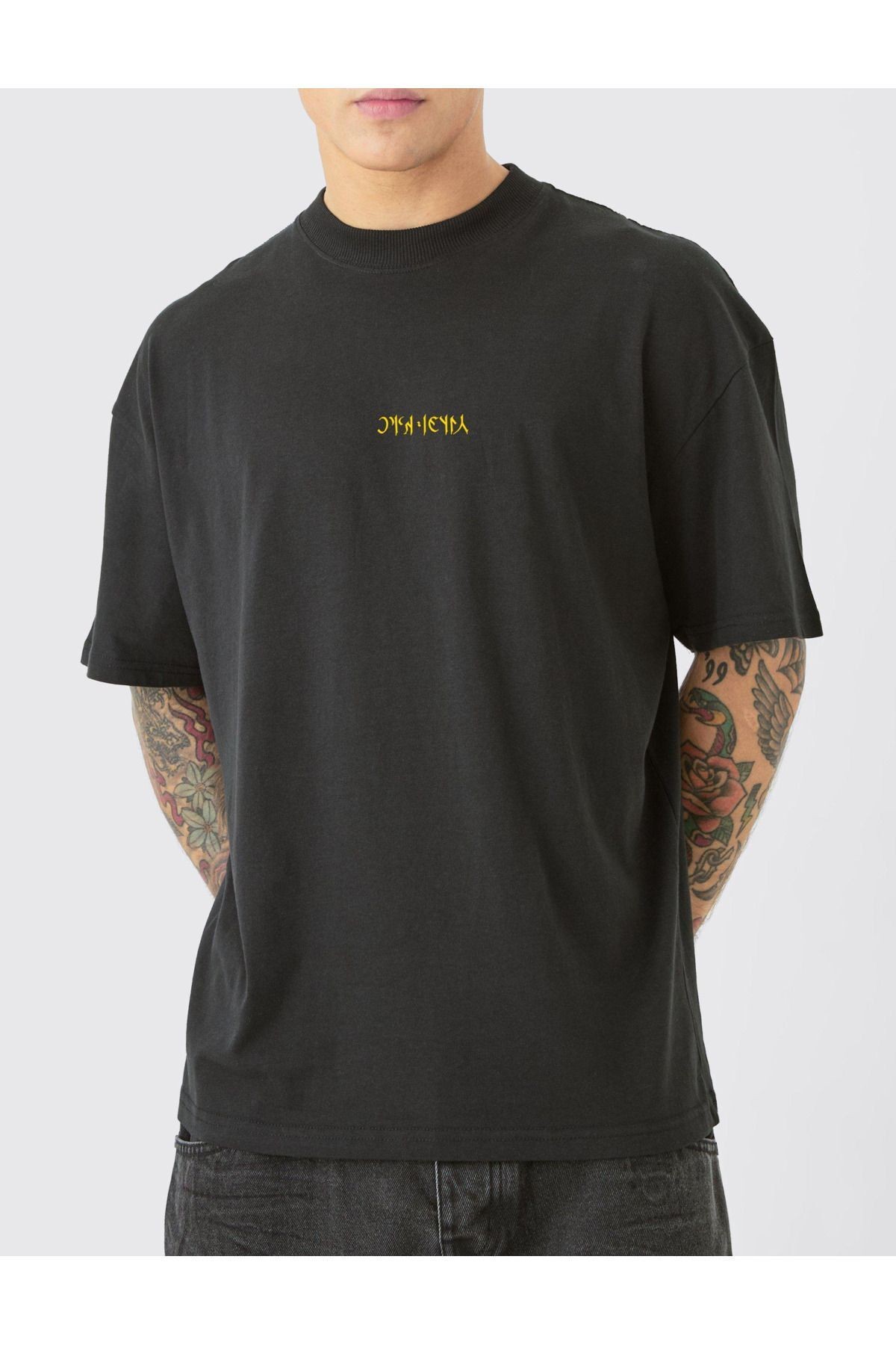 VEK Cengizhan Özel Tasarım Oversize T-shirt Göktürk Alfabesi Sırt Baskılı