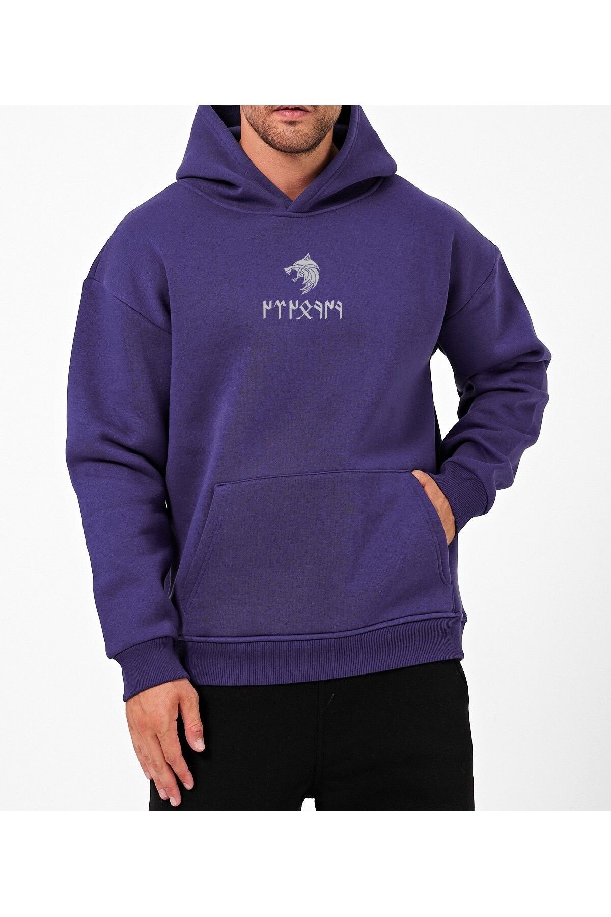 VEK KÖKBÖRÜ(BOZKURT) Göktürk harfleri özel tasarım oversize Sweatshirt Hoodie
