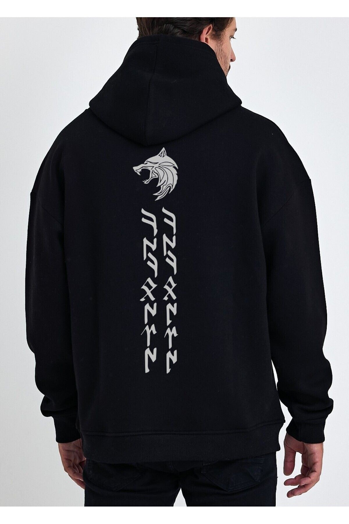VEK KÖKBÖRÜ(BOZKURT) Göktürk harfleri özel tasarım oversize Sweatshirt Hoodie