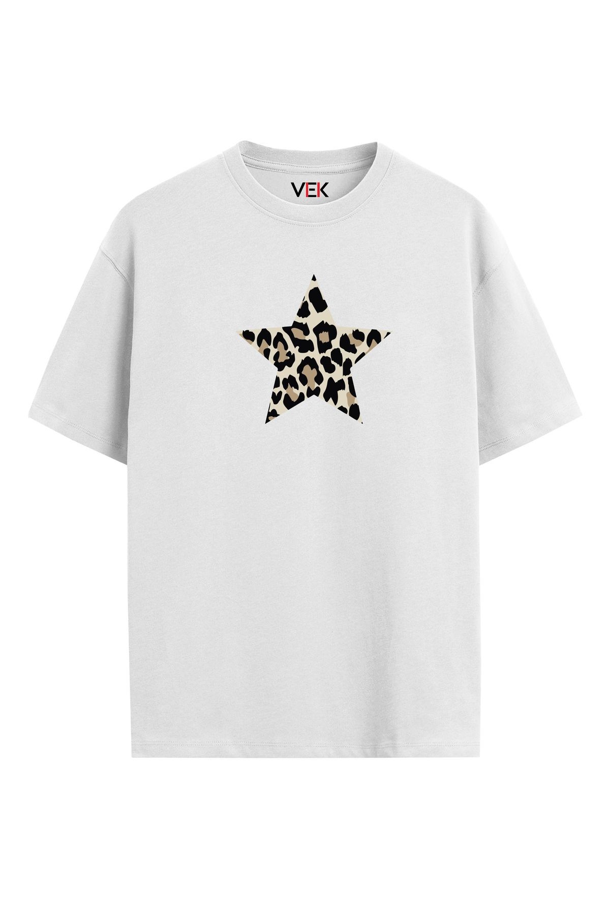 Oversize T-Shirt Leopar Desenli Star