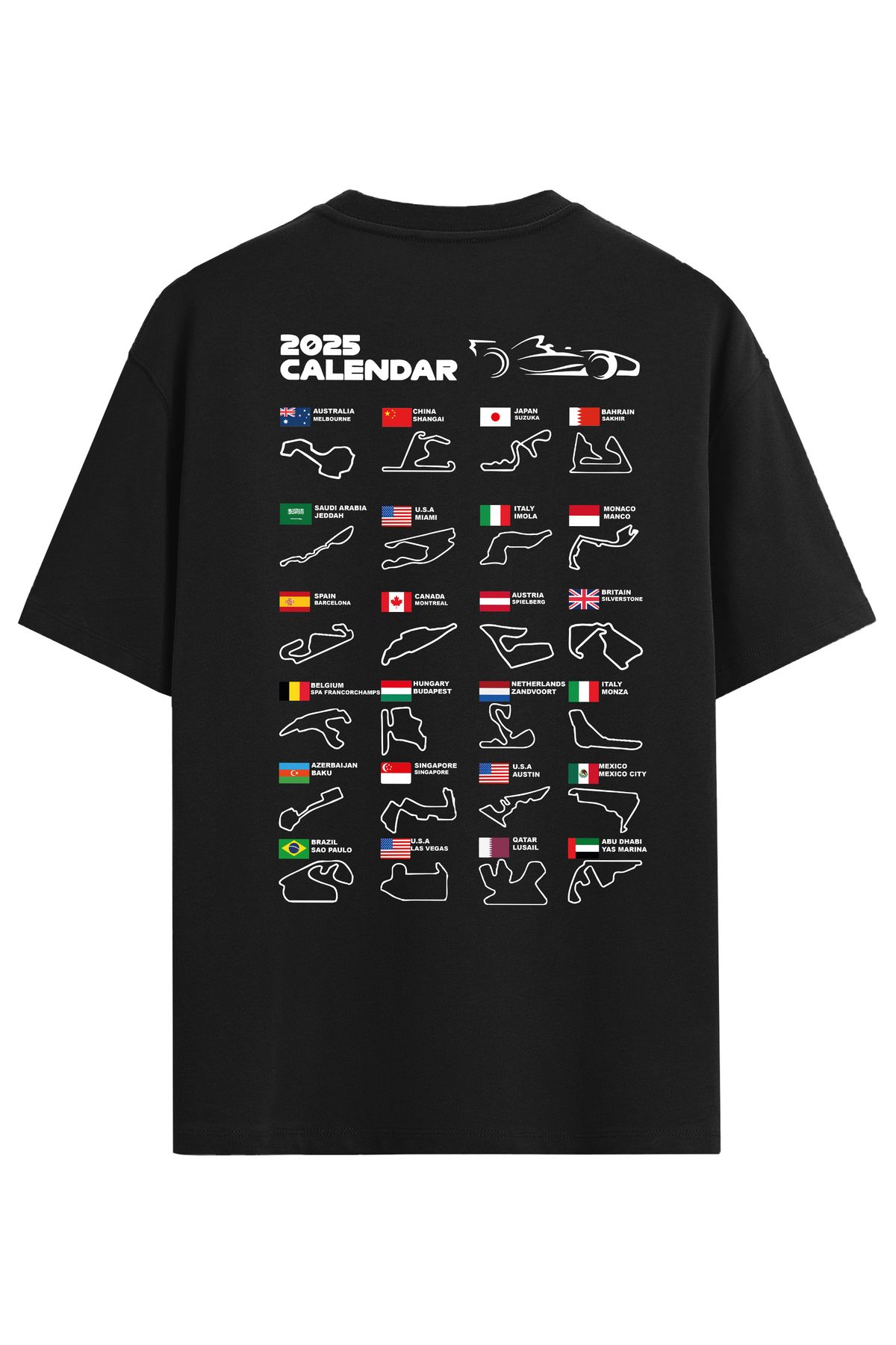 Oversize T-Shirt F1 Calendar 25 Sırt Baskılı