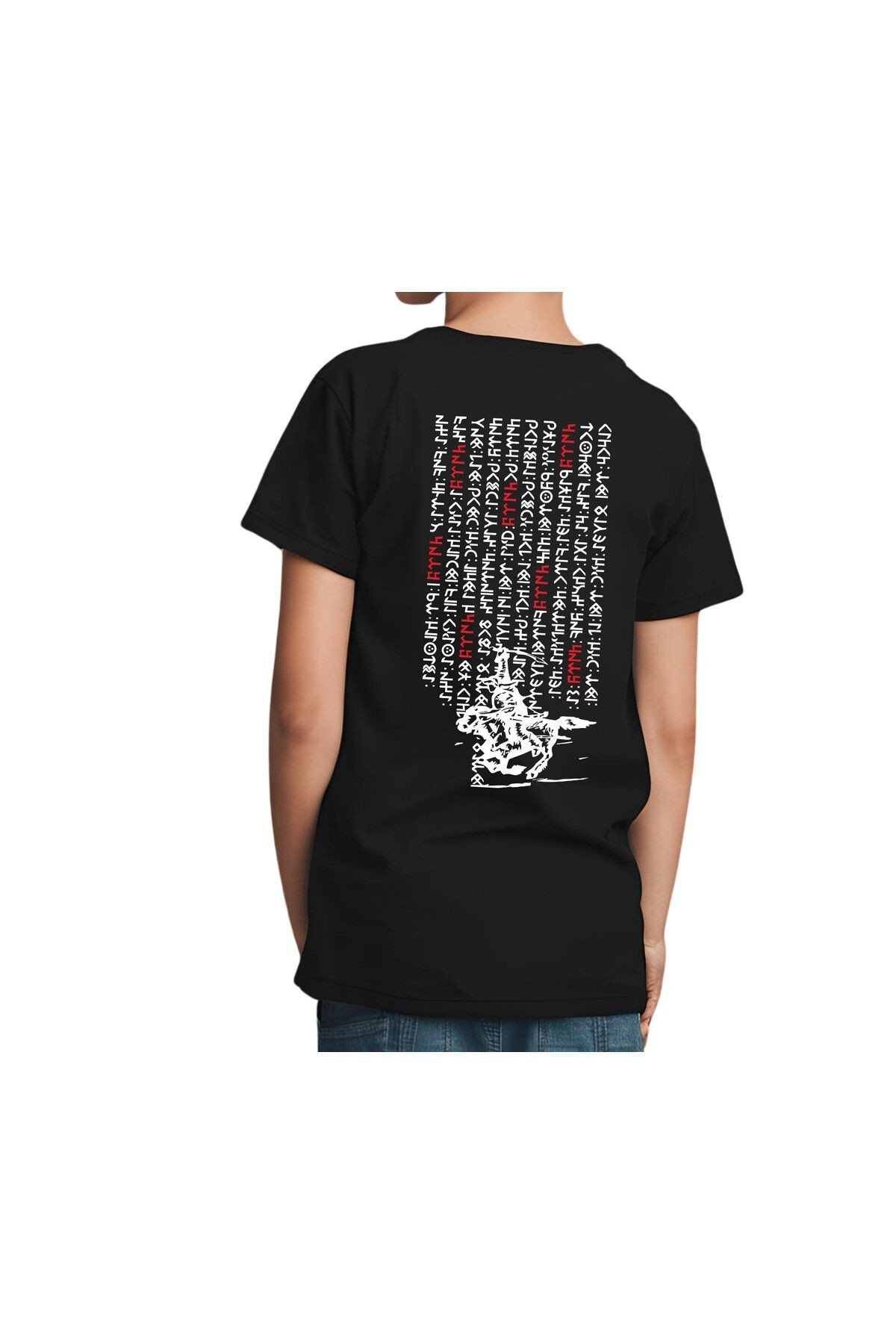 Vek Çocuk Göktürk Alfabesi Özel Tasarım Oversize T-shirt Orhun Yazıtları Türk Baskılı