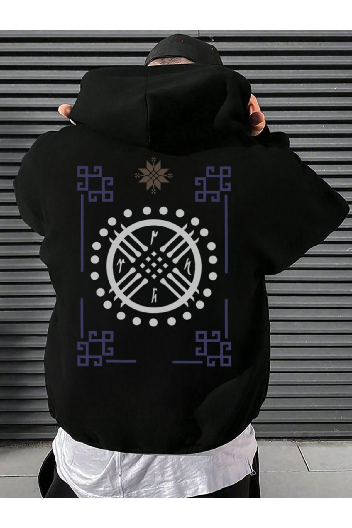Türk Motif Desen Baskılı Sweatshirt