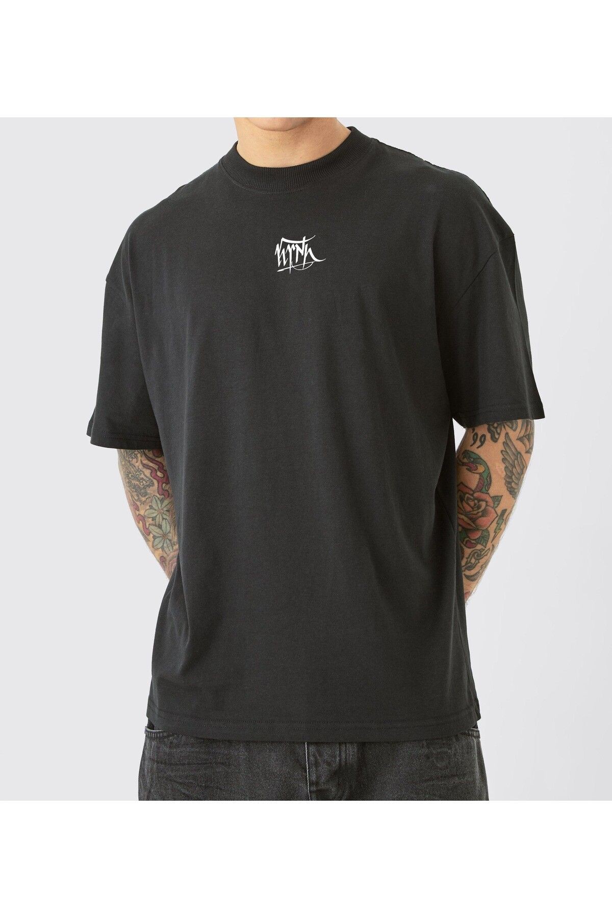 Oversize T-Shirt Göktürk Harfleri Özel Tasarım Minimal