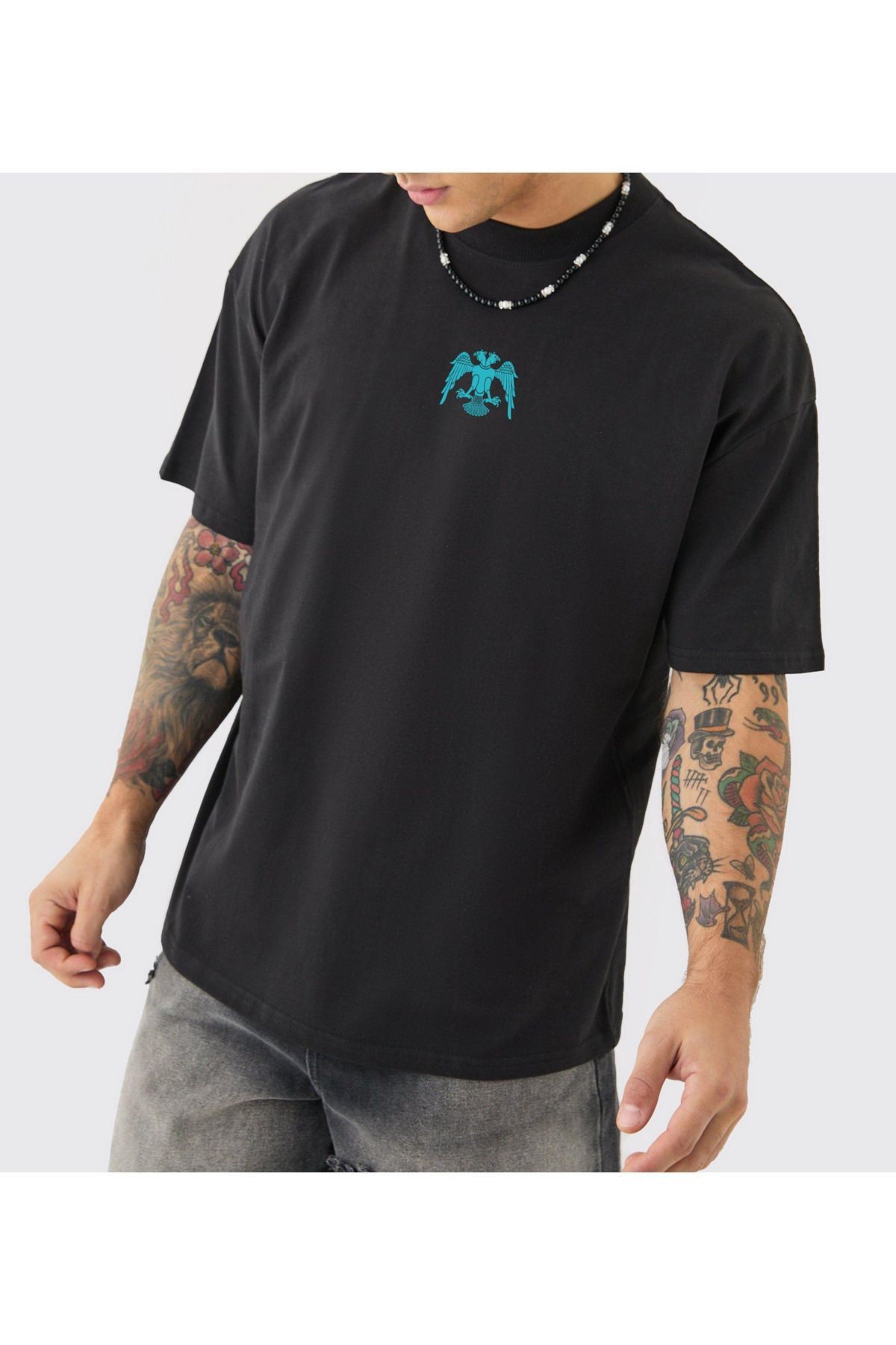 Oversize Çift Başlı Kartal T-shirt