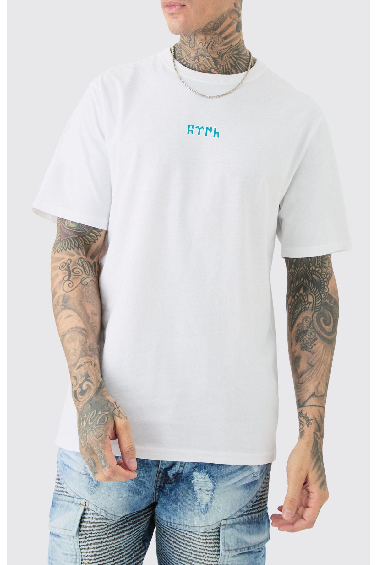 Türk Baskılı Oversize T-shirt Gök Mavi