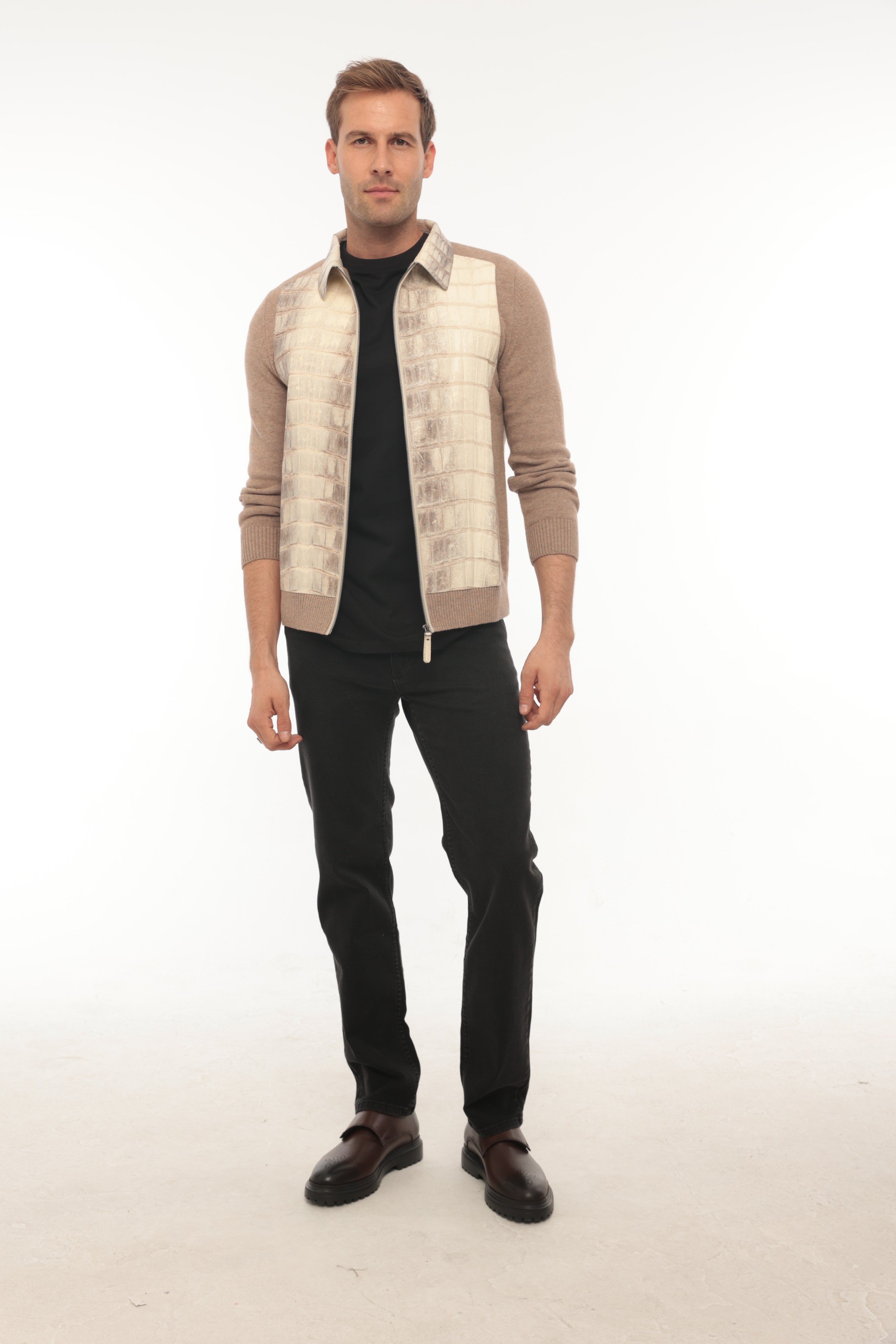 Vicuna Men's Crocodile Jacket With Knit