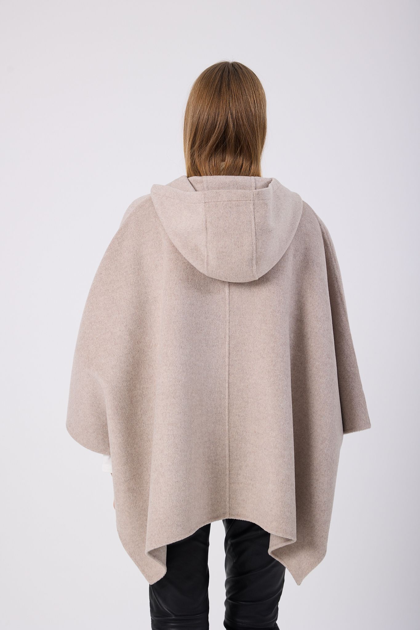 Vicuna Women's Fabric Cape with Mink Trimming