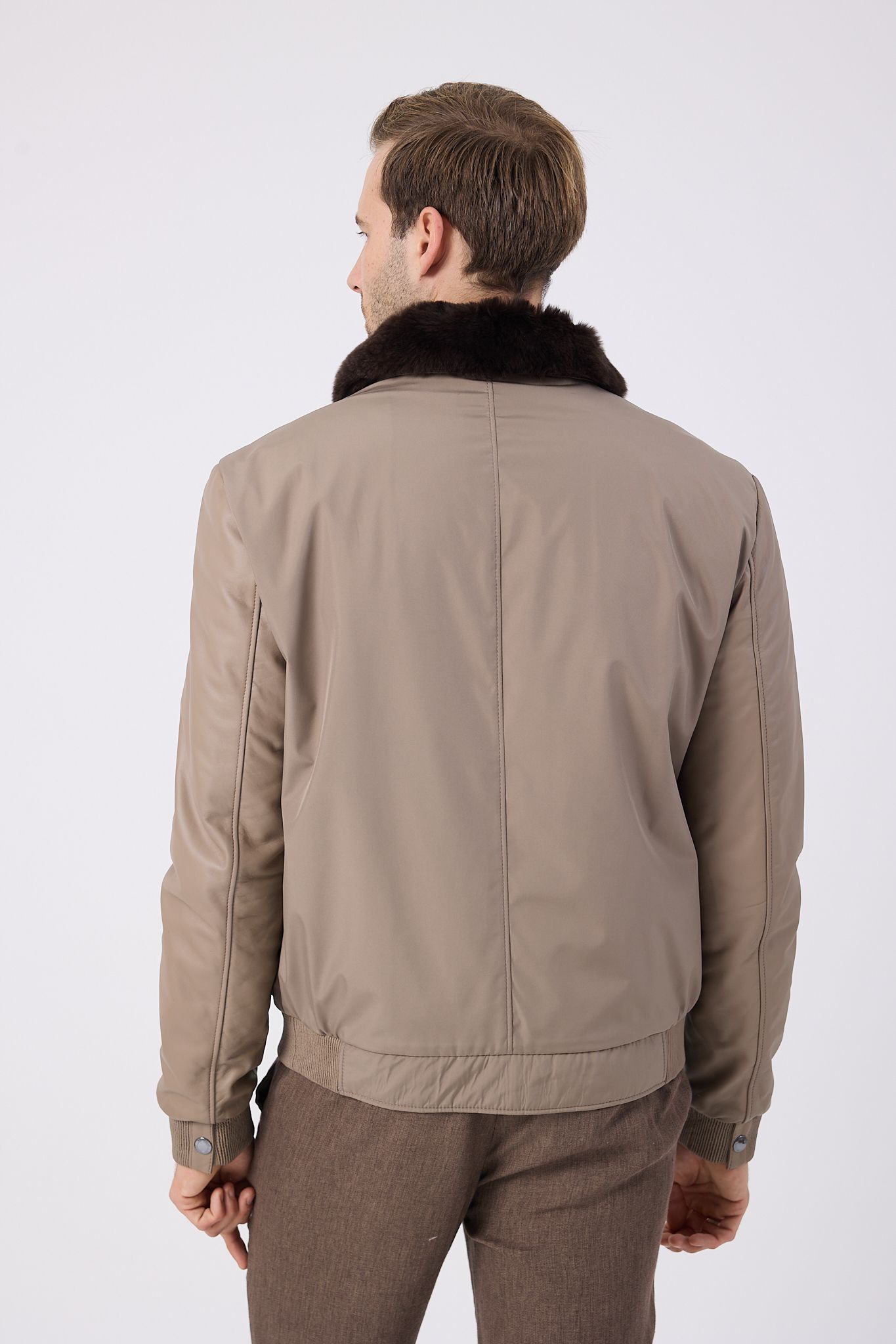 Vicuna Men's Fabric Jacket with Rex Trimming