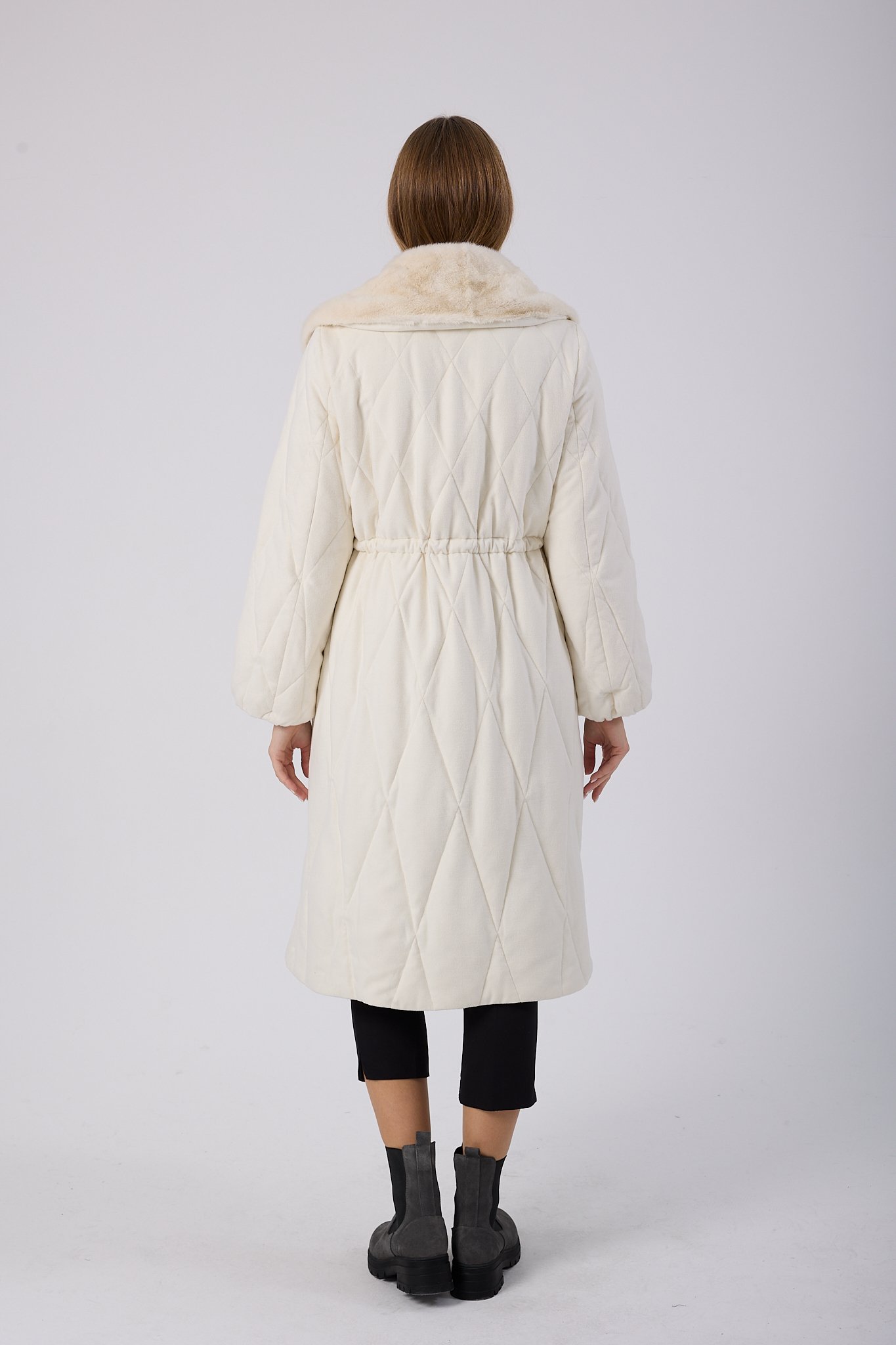 Vicuna Women's Fabric Coat with Mink Trimming