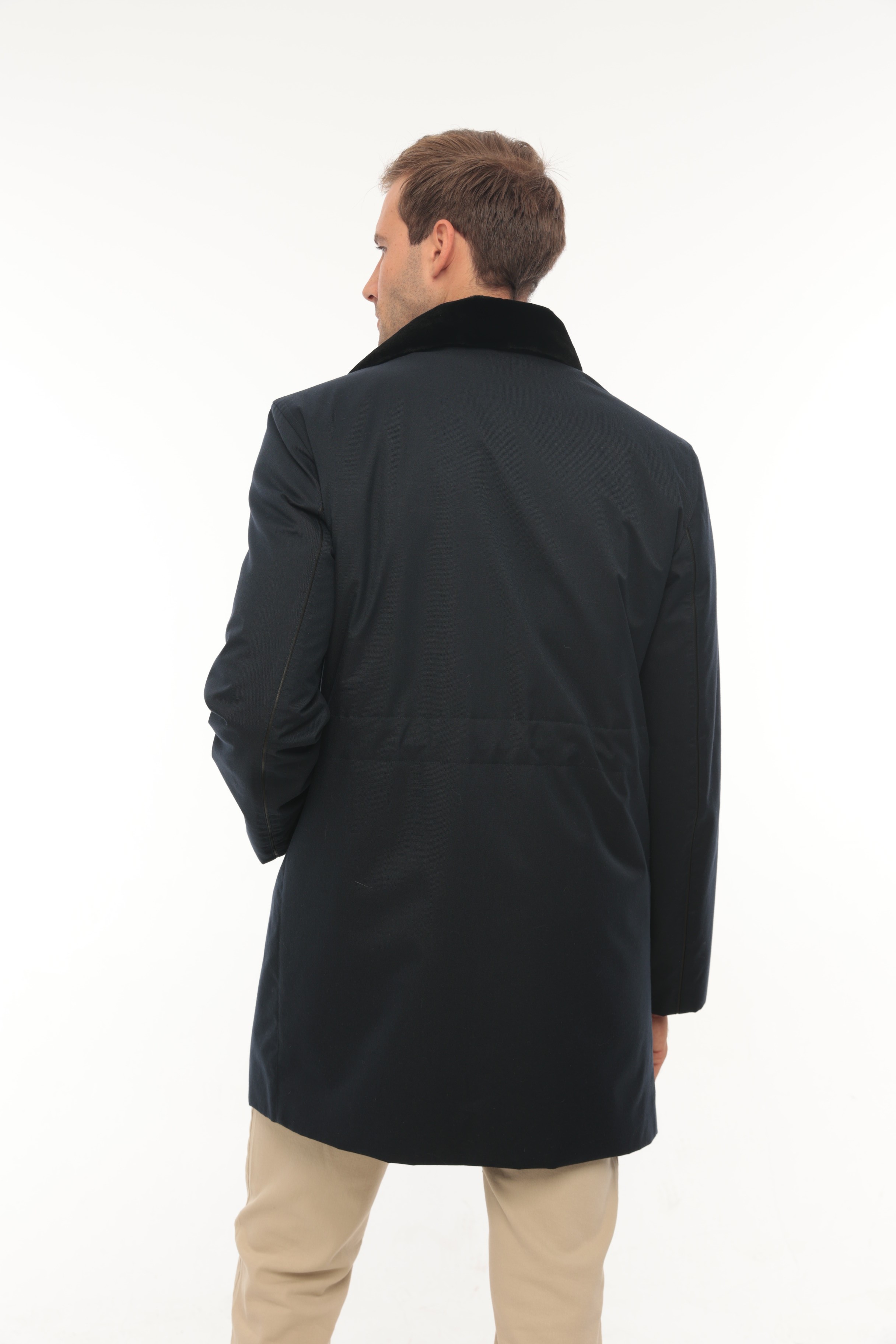 Vicuna Men's Fabric Coat With Nutria And Mink Trimming