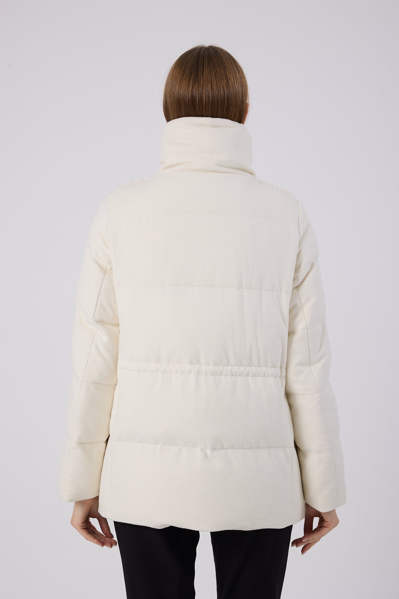 Vicuna Women's Fabric Coat with Mink Trimming