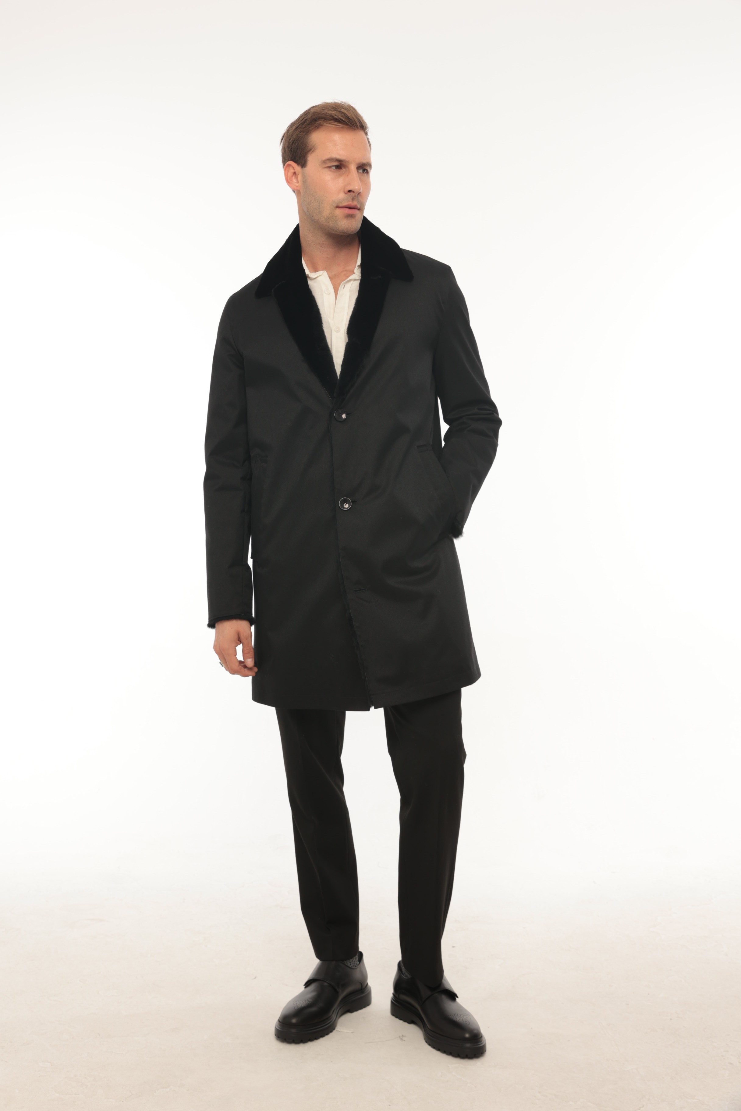 Vicuna Men's Wool Fabric Jacket With Nutria And Mink Trimming