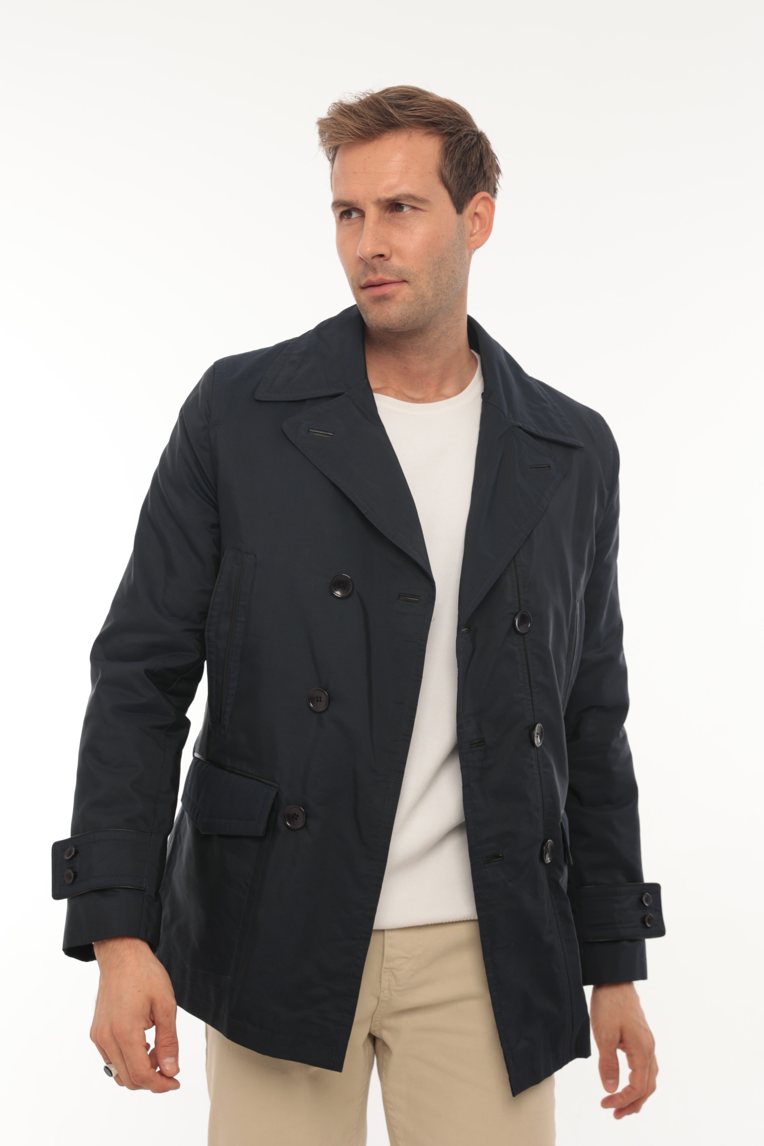 Vicuna Men's Fabric Coat With Nutria And Mink Trimming