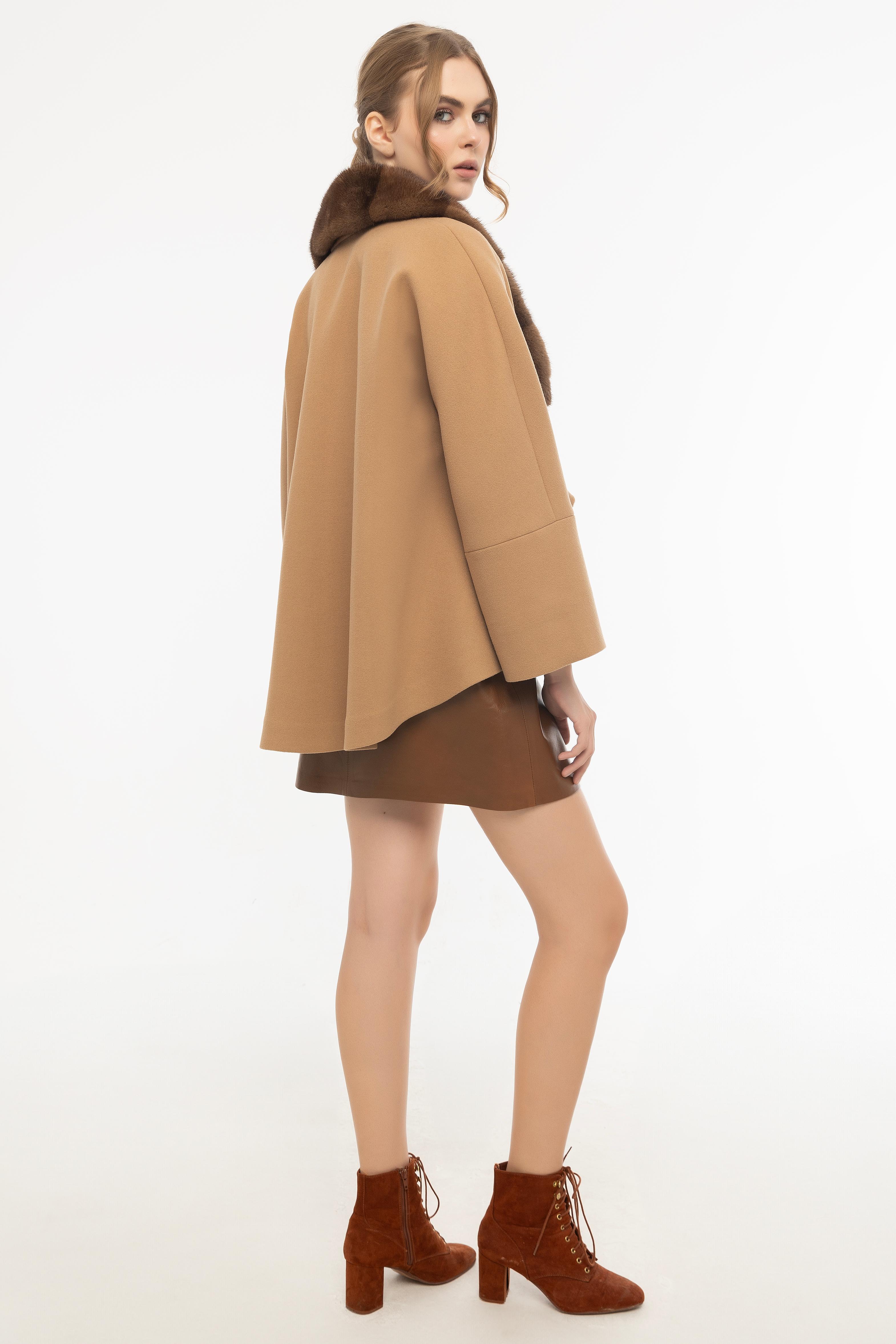 Vicuna Women's Fabric Jacket With Mink Trimming