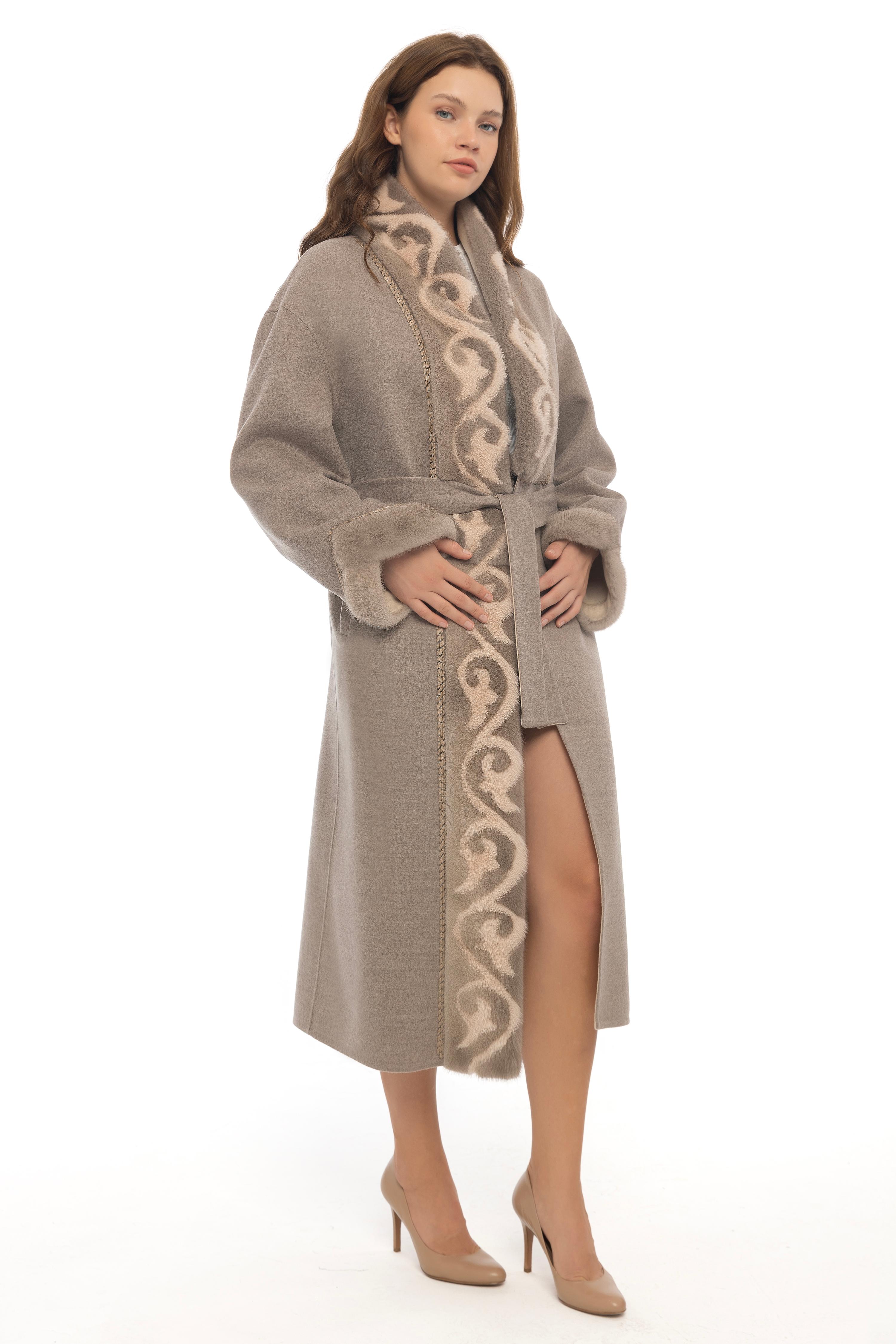 Vicuna Women's Loro Piana Fabric Coat With Mink Trimming