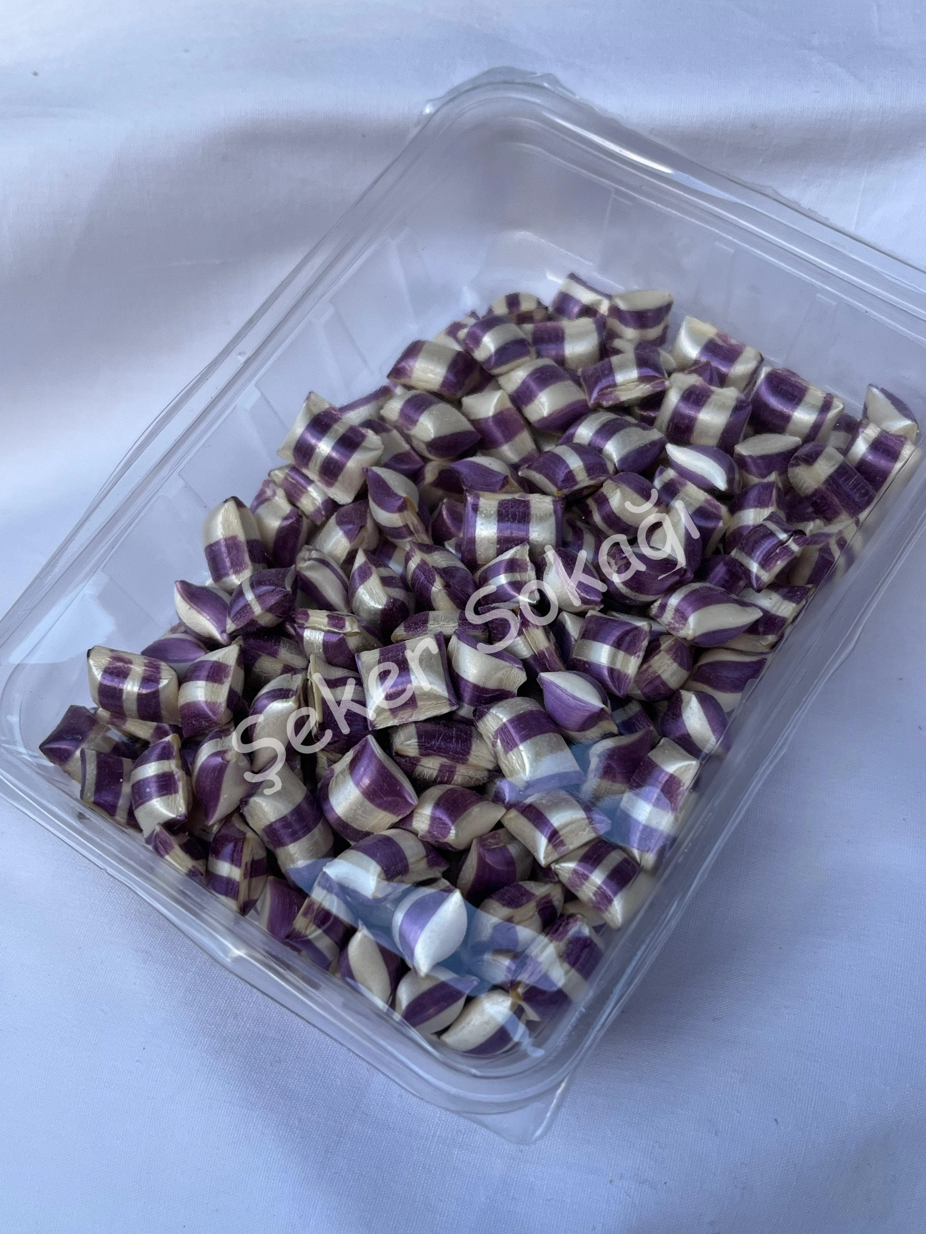 200gr Mor Beyaz Böğürtlen Aromalı Akide Şekeri