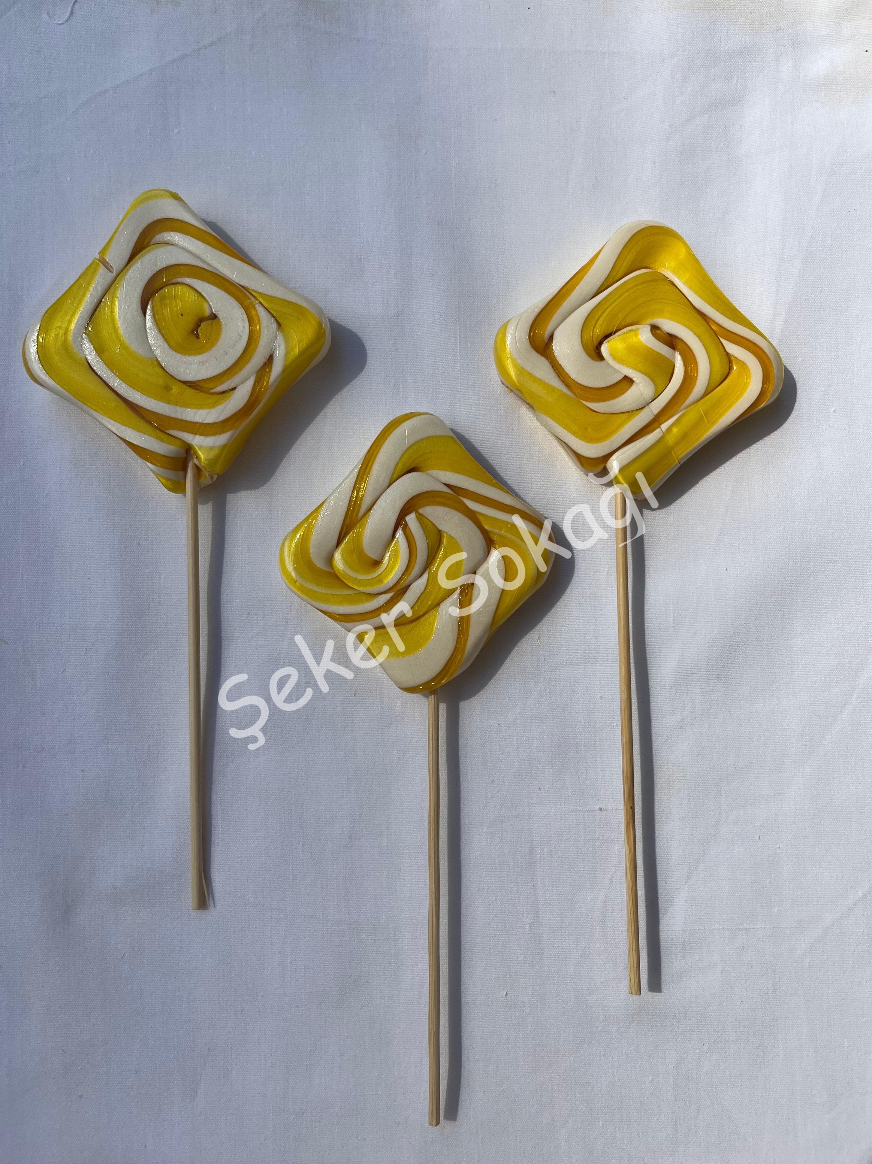 30gr Sarı Beyaz Karo Lolipop 12 Adet