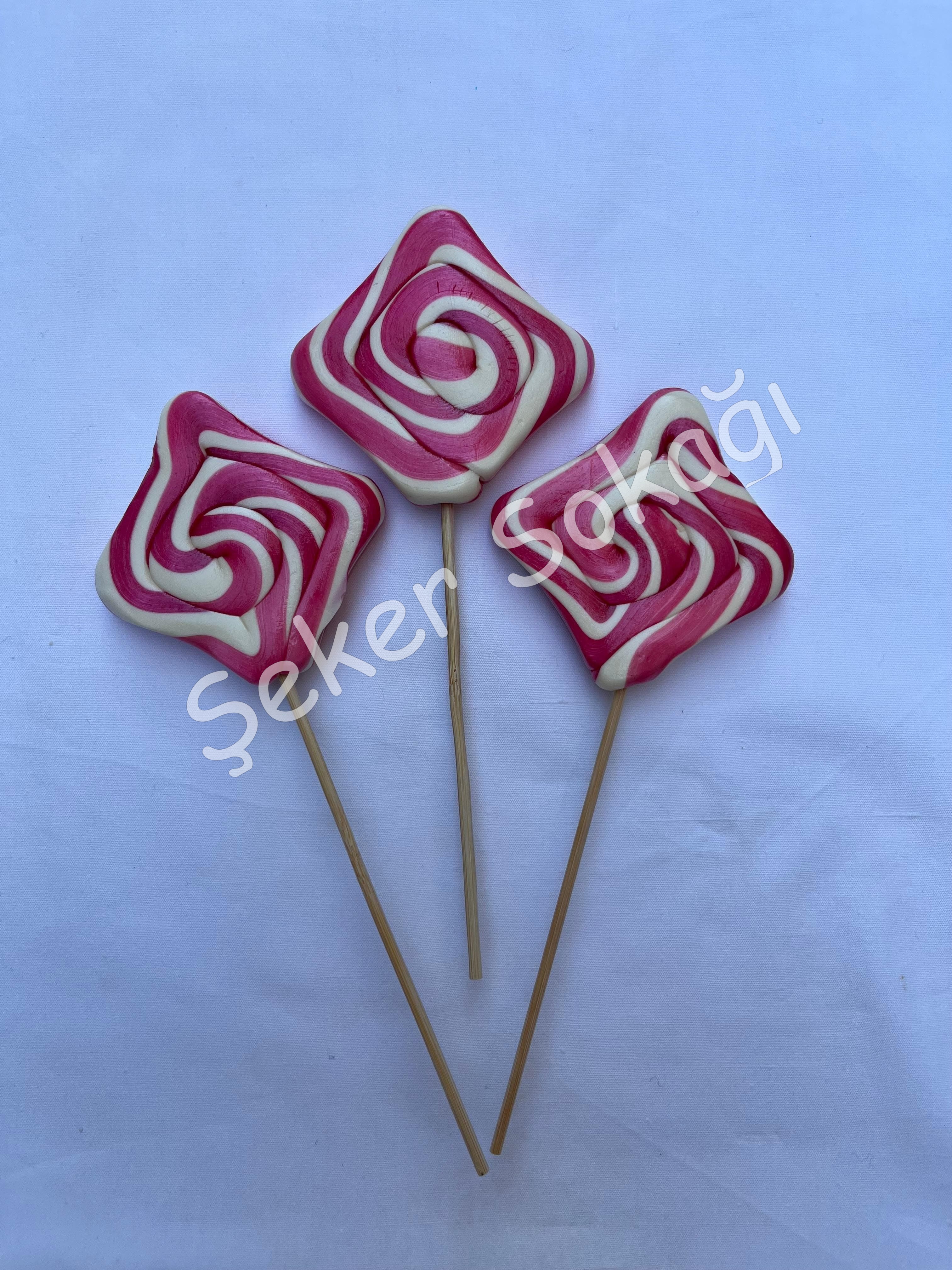 30gr Pembe Beyaz Karo Lolipop 12 Adet