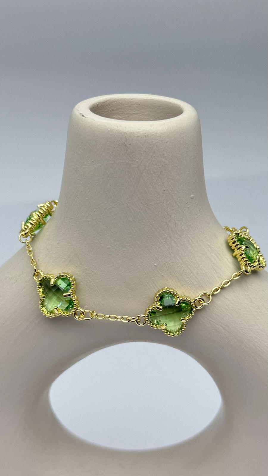 Zirkon Taşlı Yonca Bileklik