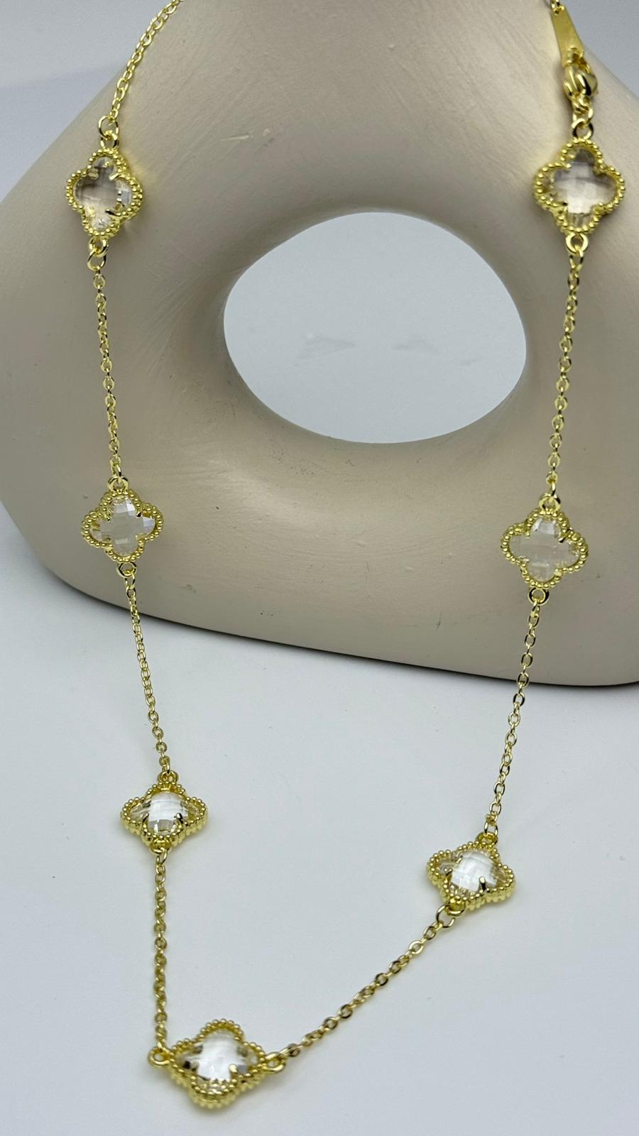 Zirkon Taşlı Yonca Kolye