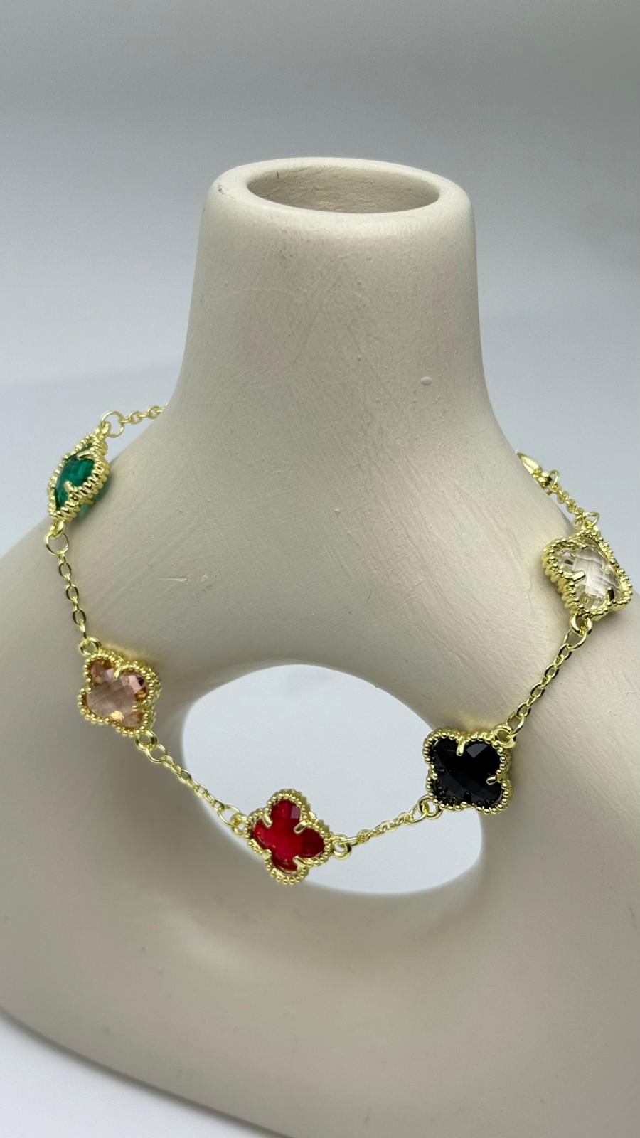 Zirkon Taşlı Yonca Bileklik