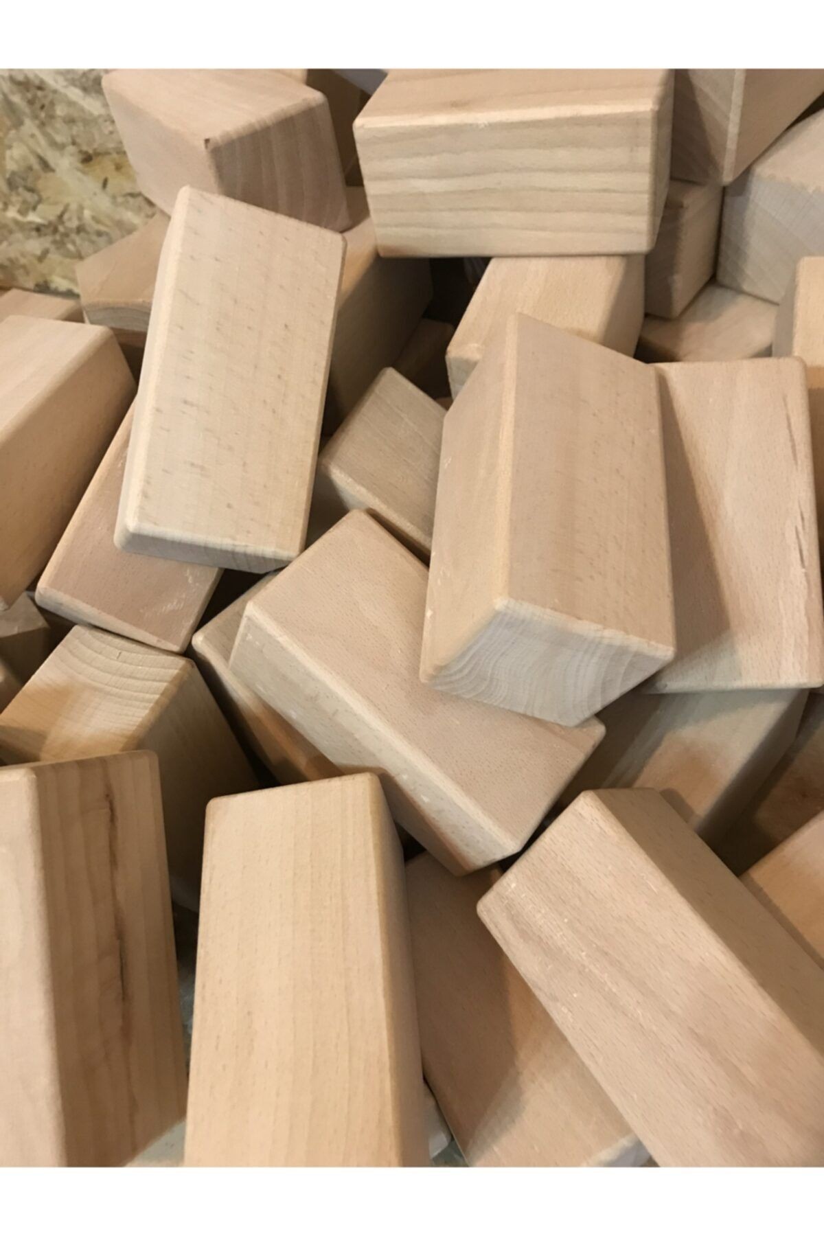 Ahşap Prizmlar 5x5x10 Cm 5 Adet Kayın Ağacından