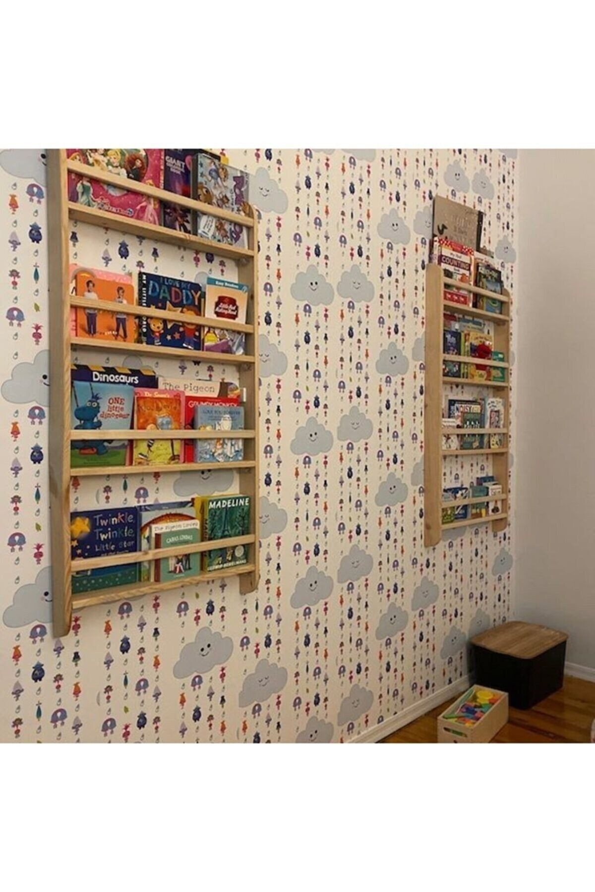 Montessori Geniş Model Kare Çıtalı Kitaplık 70 Cm