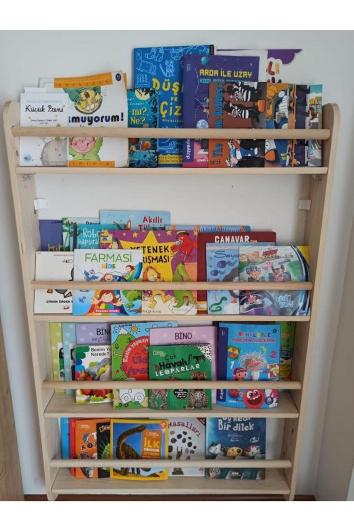 Montessori Kitaplık Geniş Model Yuvarlak Çıtalı