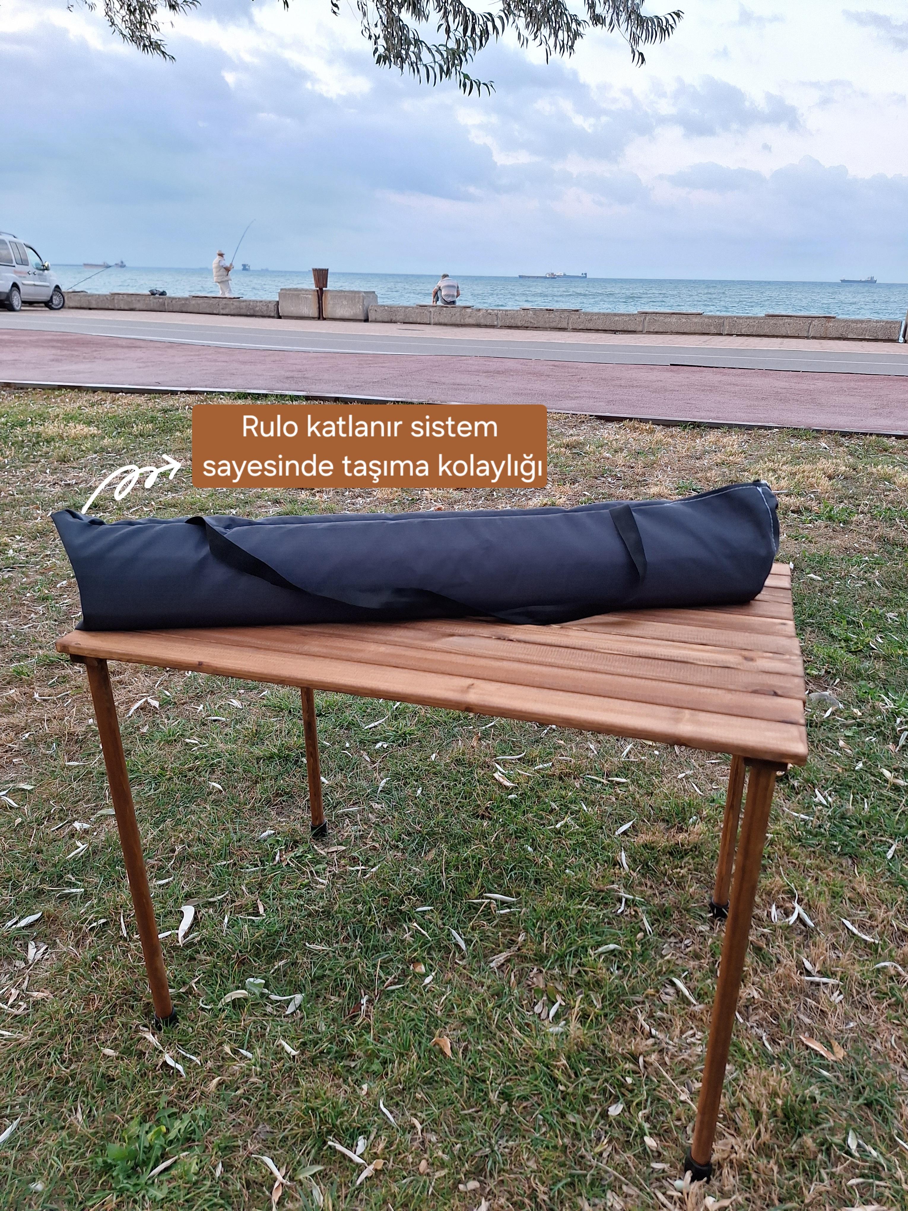 Rulo Katlanır Sistem Ahşap  Kamp Piknik Masası