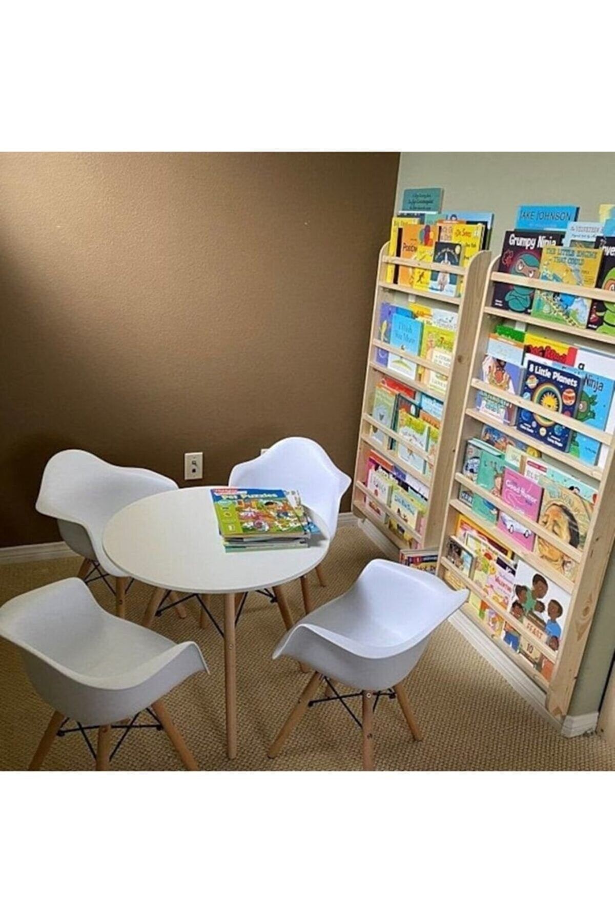 Montessori Geniş Model Kare Çıtalı Kitaplık 70 Cm