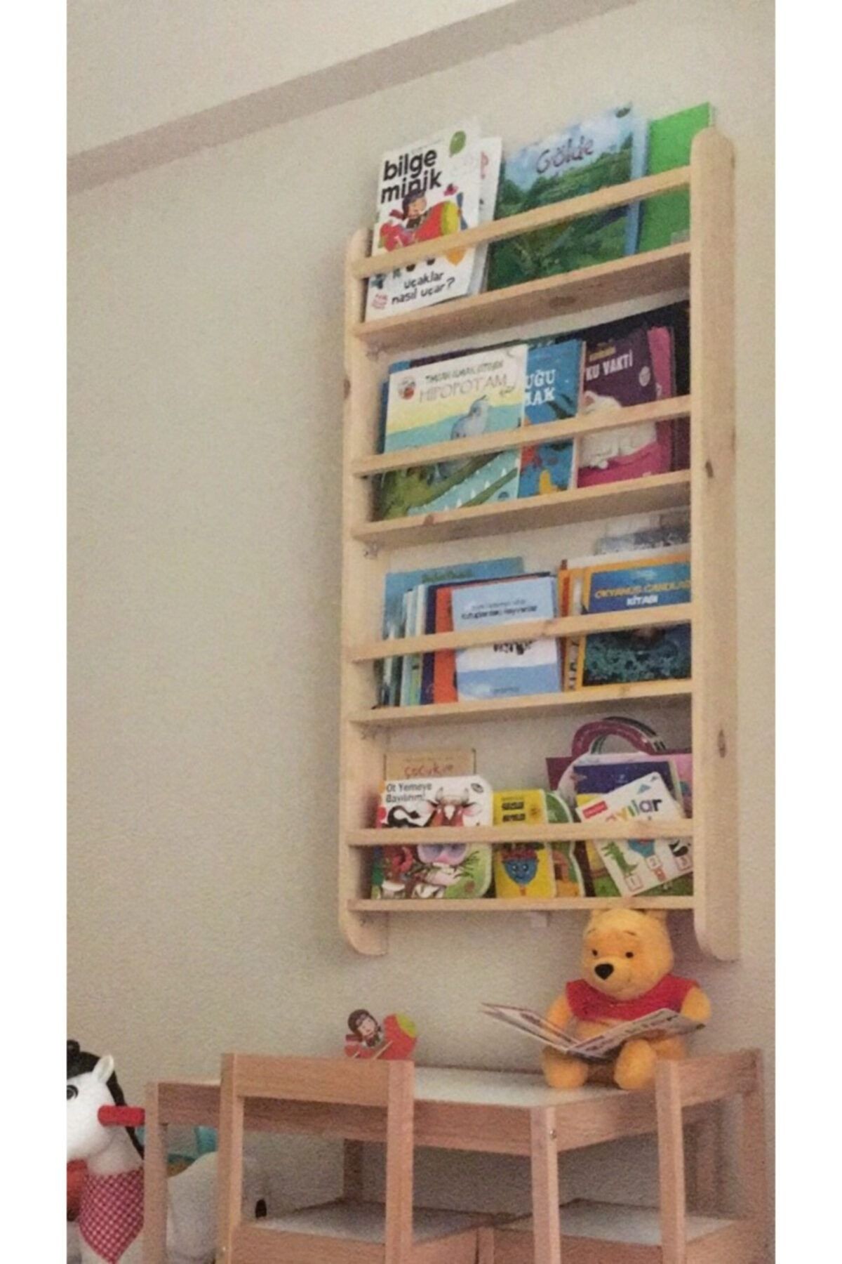 Montesorri Kitaplık 4 Katlı Ahşaptan