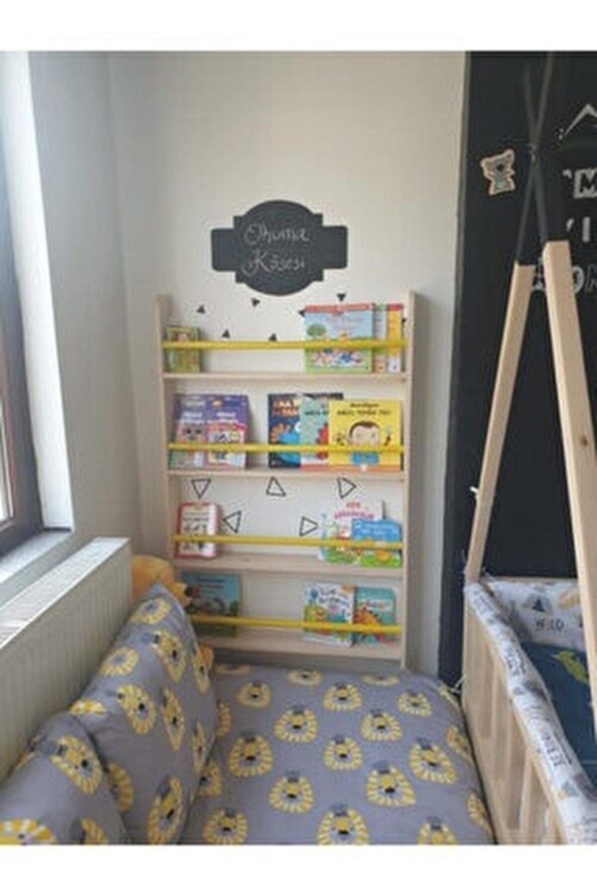 Montessori Raf Geniş Model Yuvarlak Çıtalı(sarı)