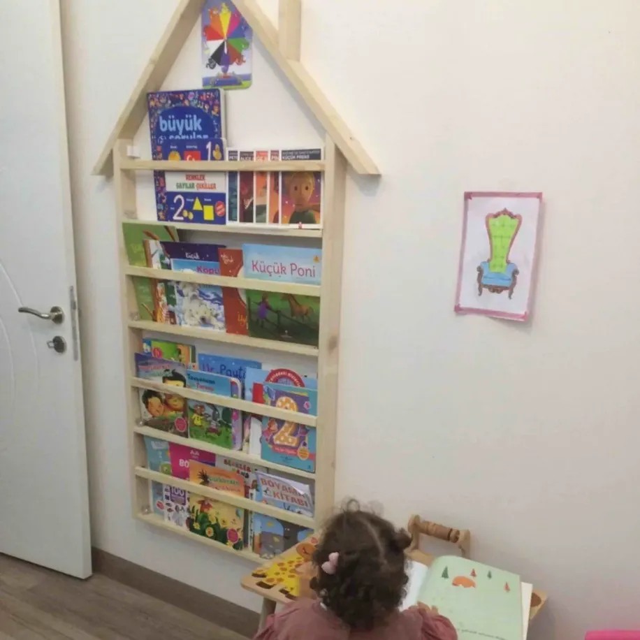 Mrt Ahşap Montessori Çatılı Kitaplık