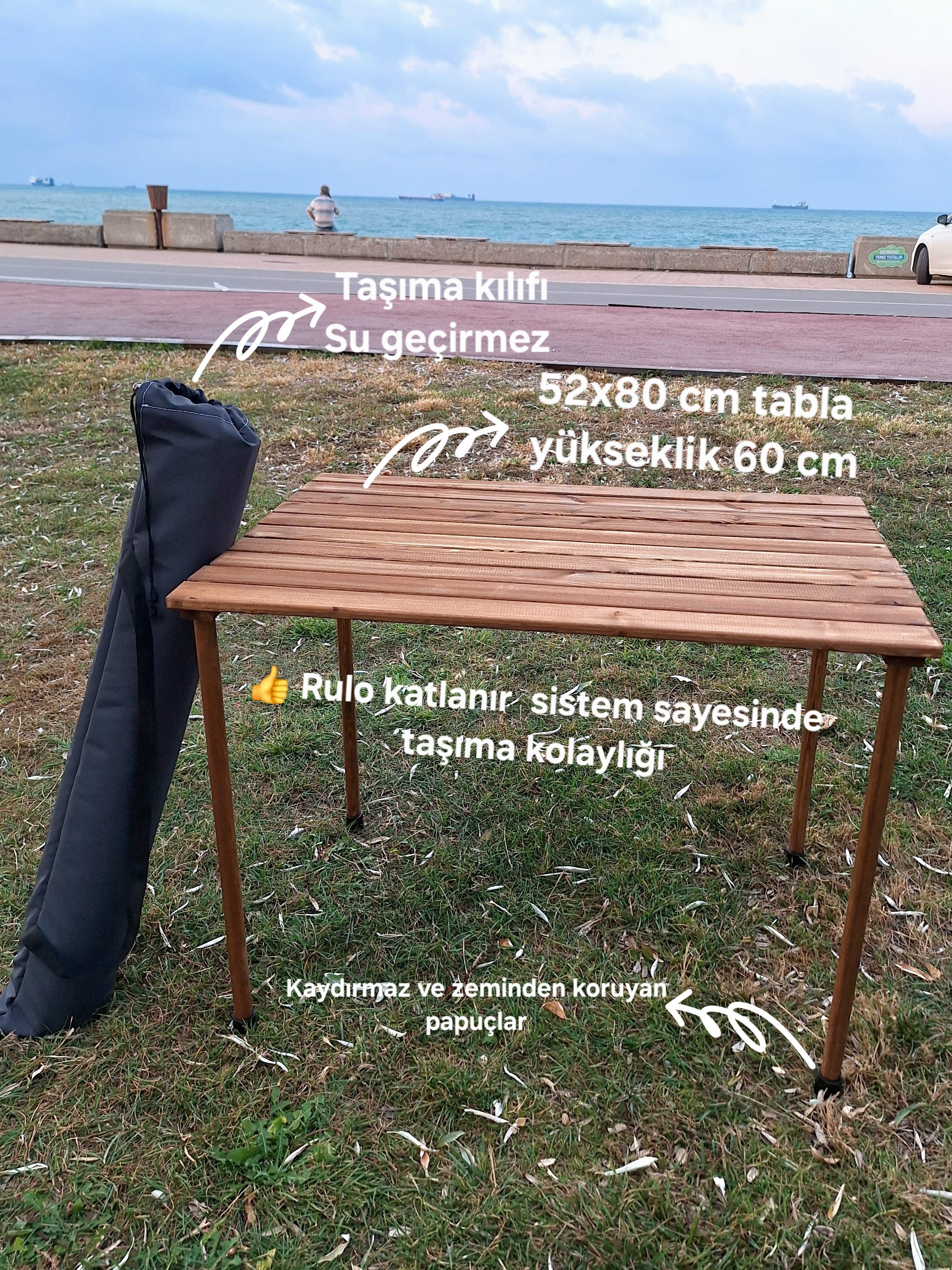 Rulo Katlanır Sistem Ahşap  Kamp Piknik Masası