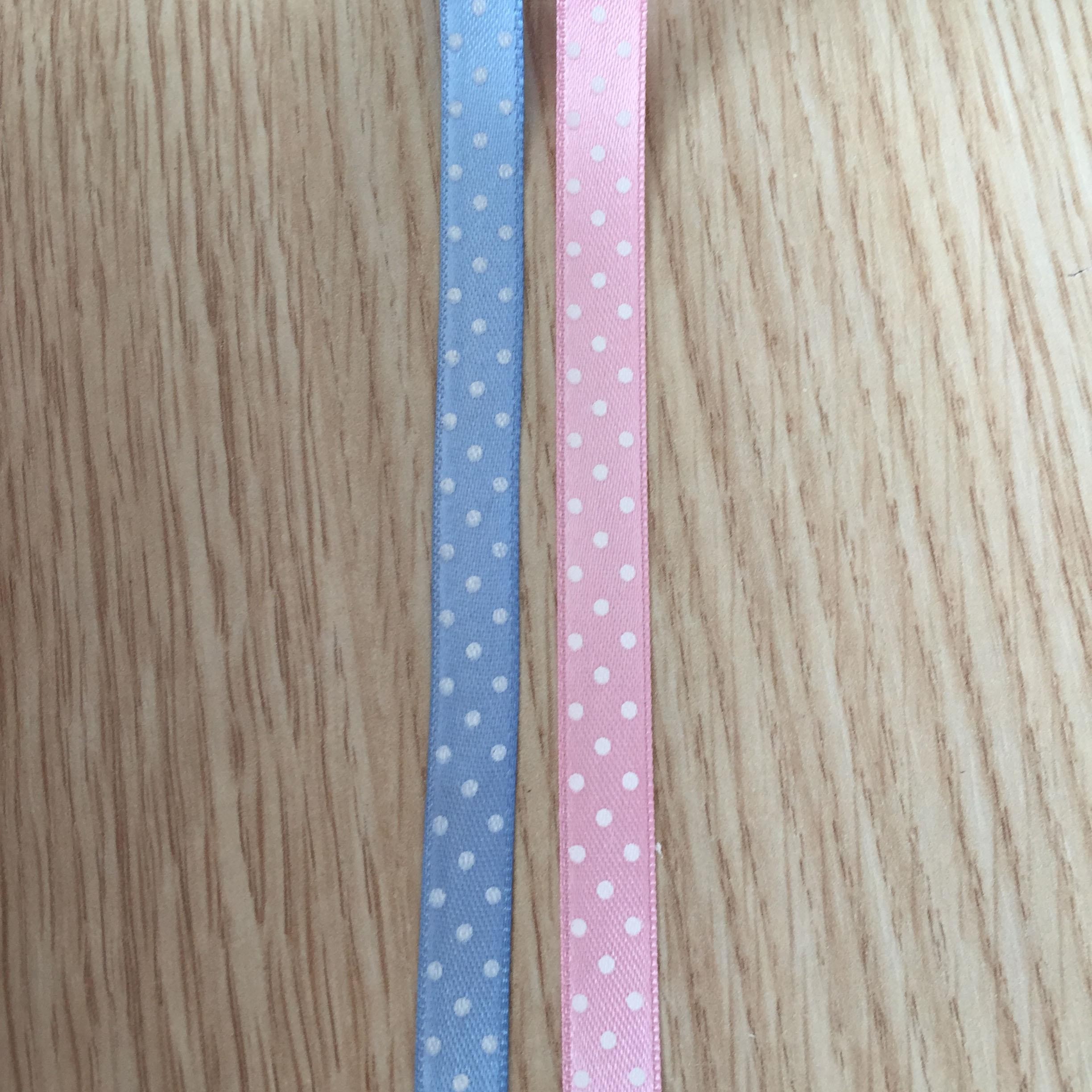 Puantiye Baskılı Saten Kurdele 10 mm 1 Metre