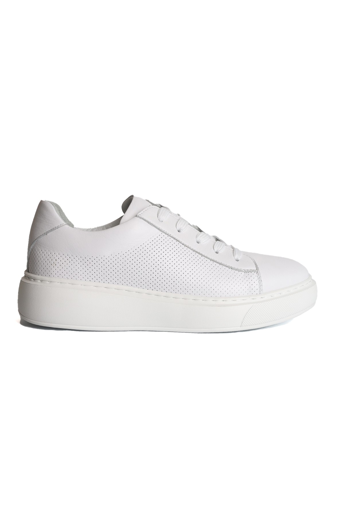 Hakiki Deri El Yapımı Eva Tabanlı Beyaz Unisex Sneakers