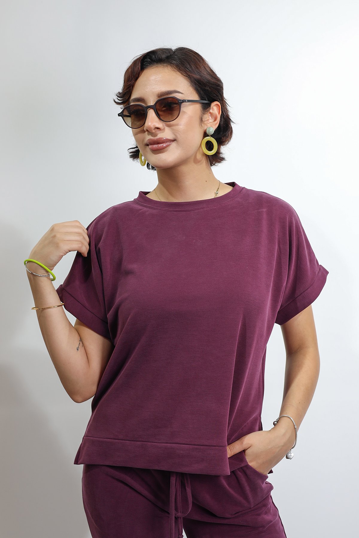Modal Kumaş Bordo İkili Takım