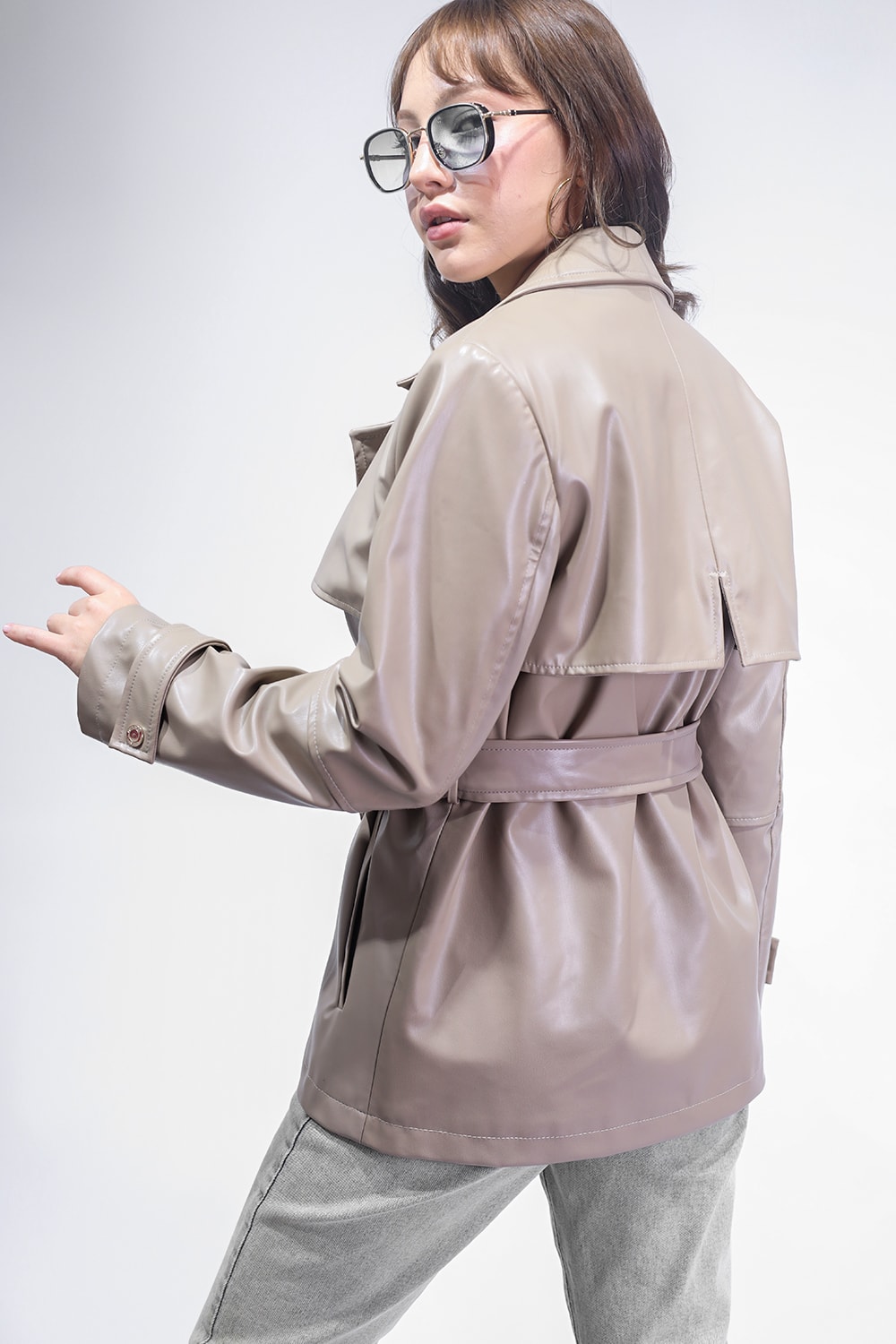 Orjinal Marka Mağaza Ürünü Vizon Kadın Deri Mont