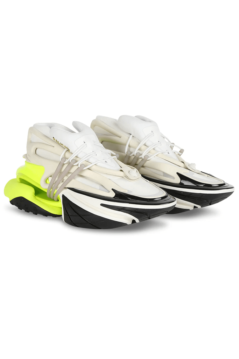 Balmain Unicorn White And Neon Green Sneakers