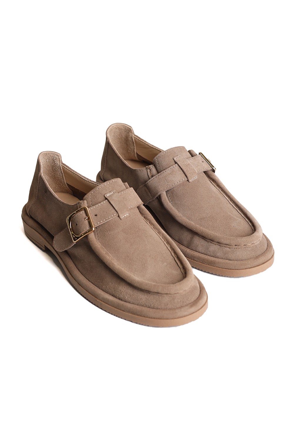 Hakiki Deri El Yapımı Anatomik Taban Bej Kadın Loafer R004